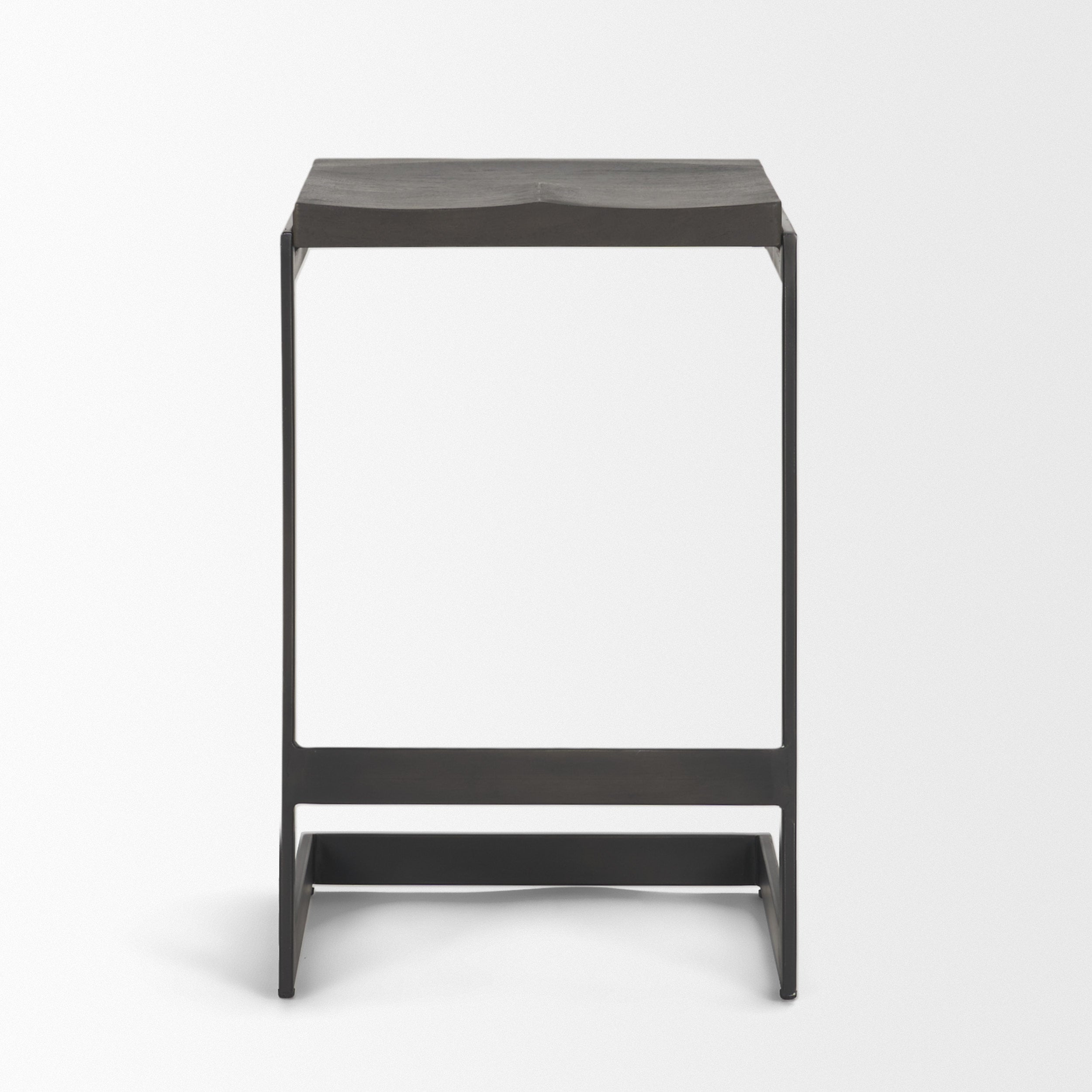 Kiran Wood with Metal Base C-Shape Counter Stool