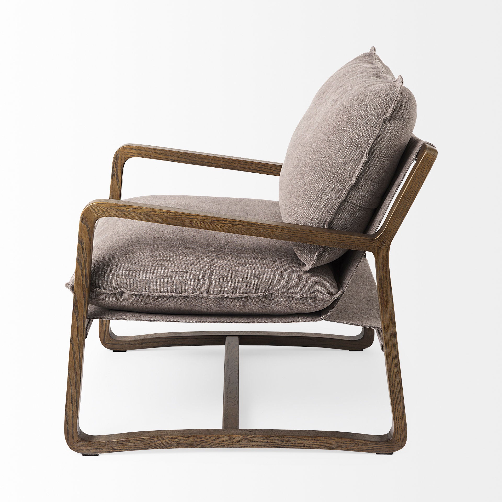 Brayden Dark Brown Wood with Gray Fabric Seat Accent Chair
