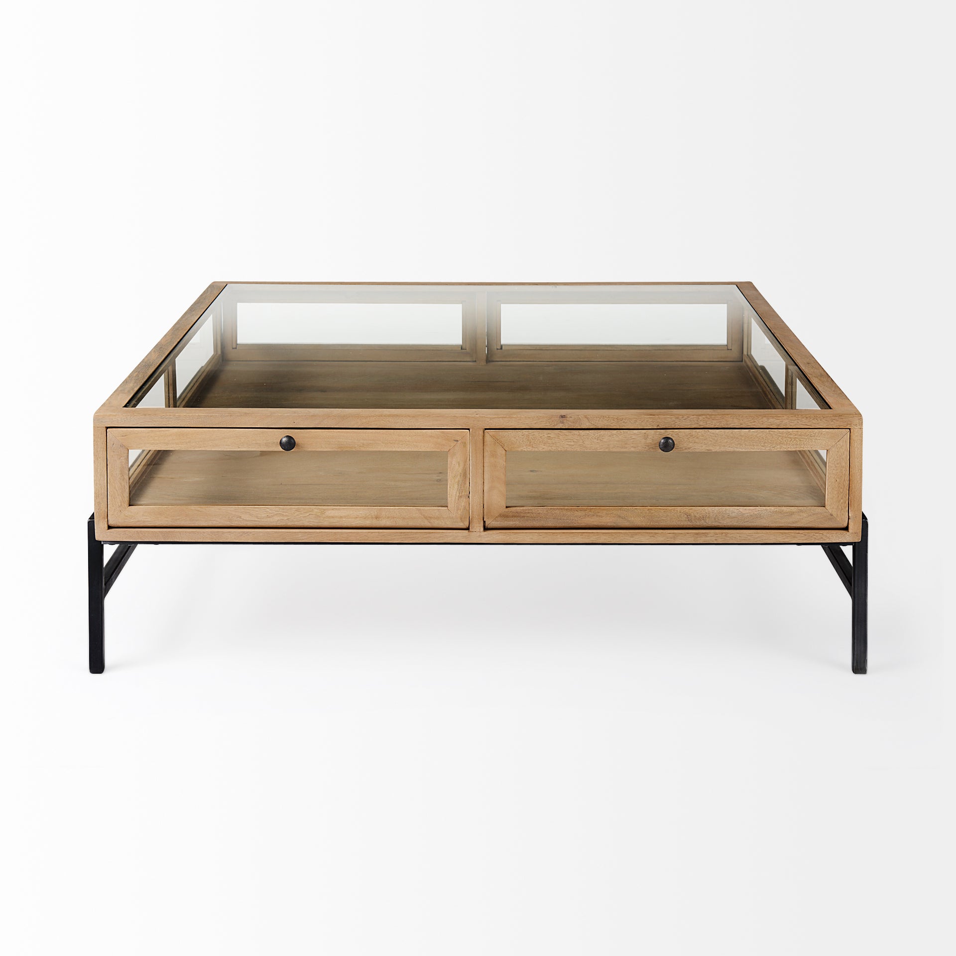 Arelius Square Glass-Top Wood with Black Metal Base Display Coffee Table Coffee Tables Mercana , Black Friday Sale Mercana Furniture Sale, Old Bones Co, Mid Century Furniture Sale, Four Hands Furniture, Black Friday Sale Arelius Square Glass-Top Wood with Black Metal Base Display Coffee Table,Gus Sale, Perigold Arelius Square Glass-Top Wood with Black Metal Base Display Coffee Table Coffee Tables Black Friday Sale , Perigold Sale Arelius Square Glass-Top Wood with Black Metal Base Display Coffee Table,Areli