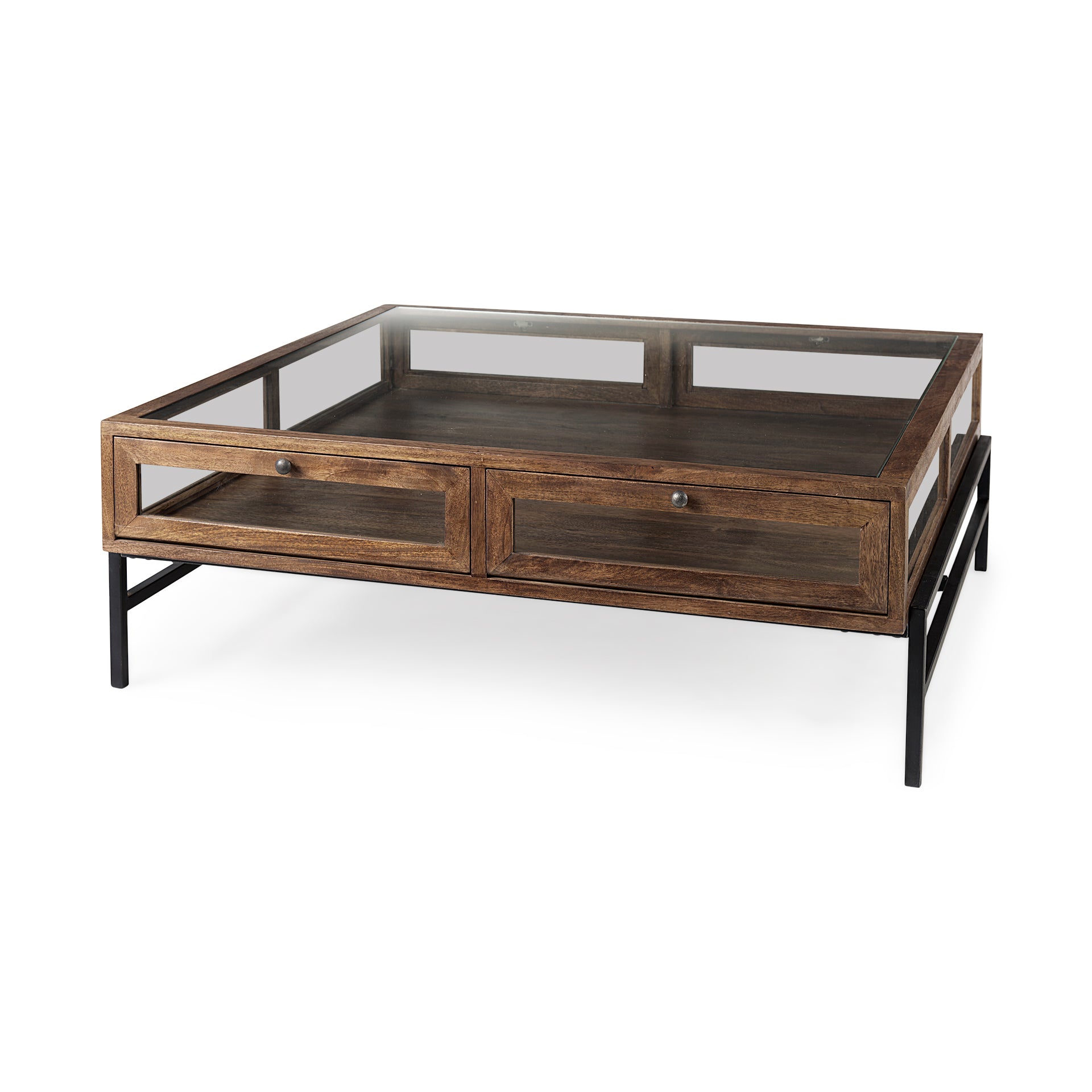 Arelius Square Glass-Top Wood with Black Metal Base Display Coffee Table Coffee Tables Mercana Medium Brown , Black Friday Sale Mercana Furniture Sale, Old Bones Co, Mid Century Furniture Sale, Four Hands Furniture, Black Friday Sale Arelius Square Glass-Top Wood with Black Metal Base Display Coffee Table,Gus Sale, Perigold Arelius Square Glass-Top Wood with Black Metal Base Display Coffee Table Coffee Tables Black Friday Sale , Perigold Sale Arelius Square Glass-Top Wood with Black Metal Base Display Coffe