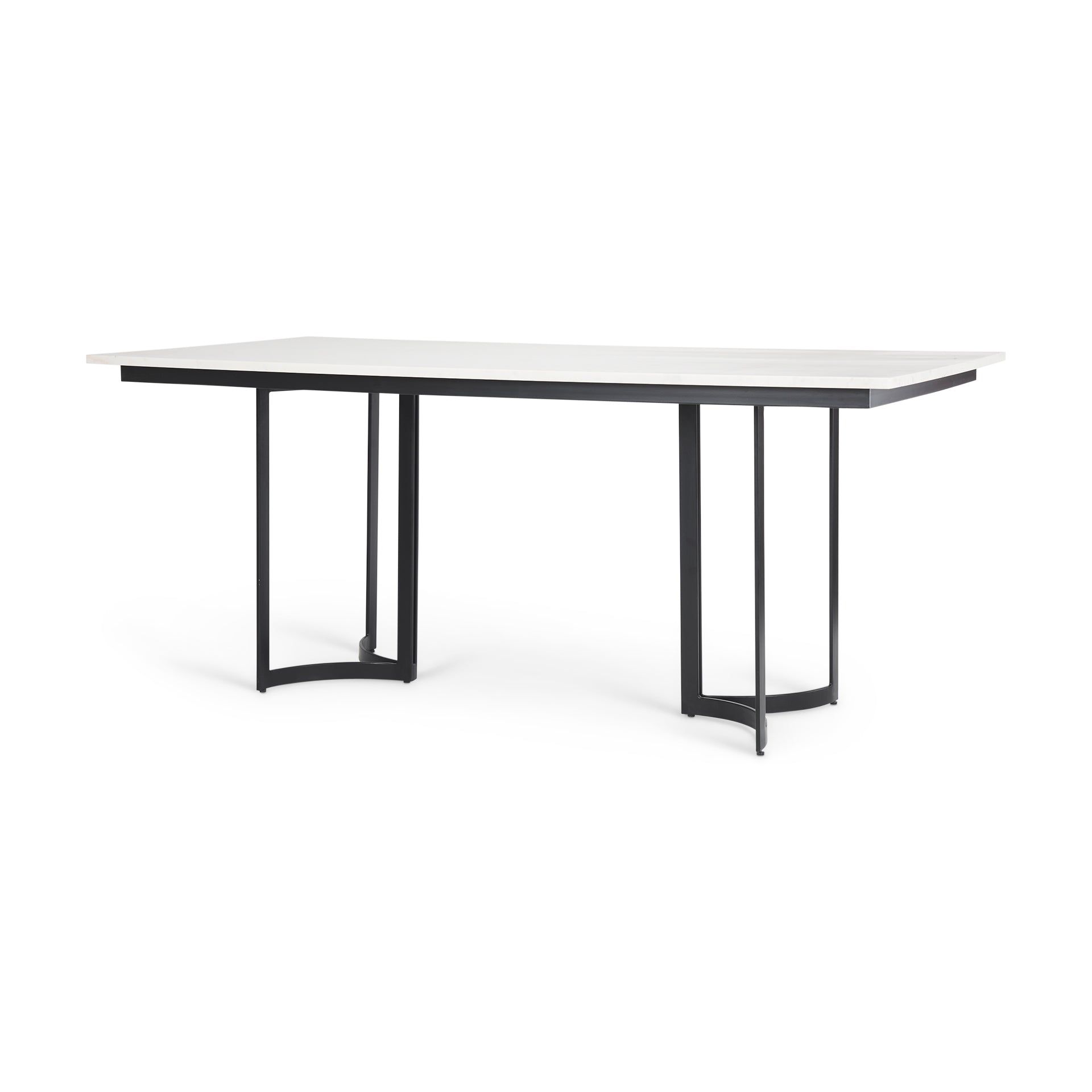 Tanner I Rectangular White Marble with Metal Base Dining Table