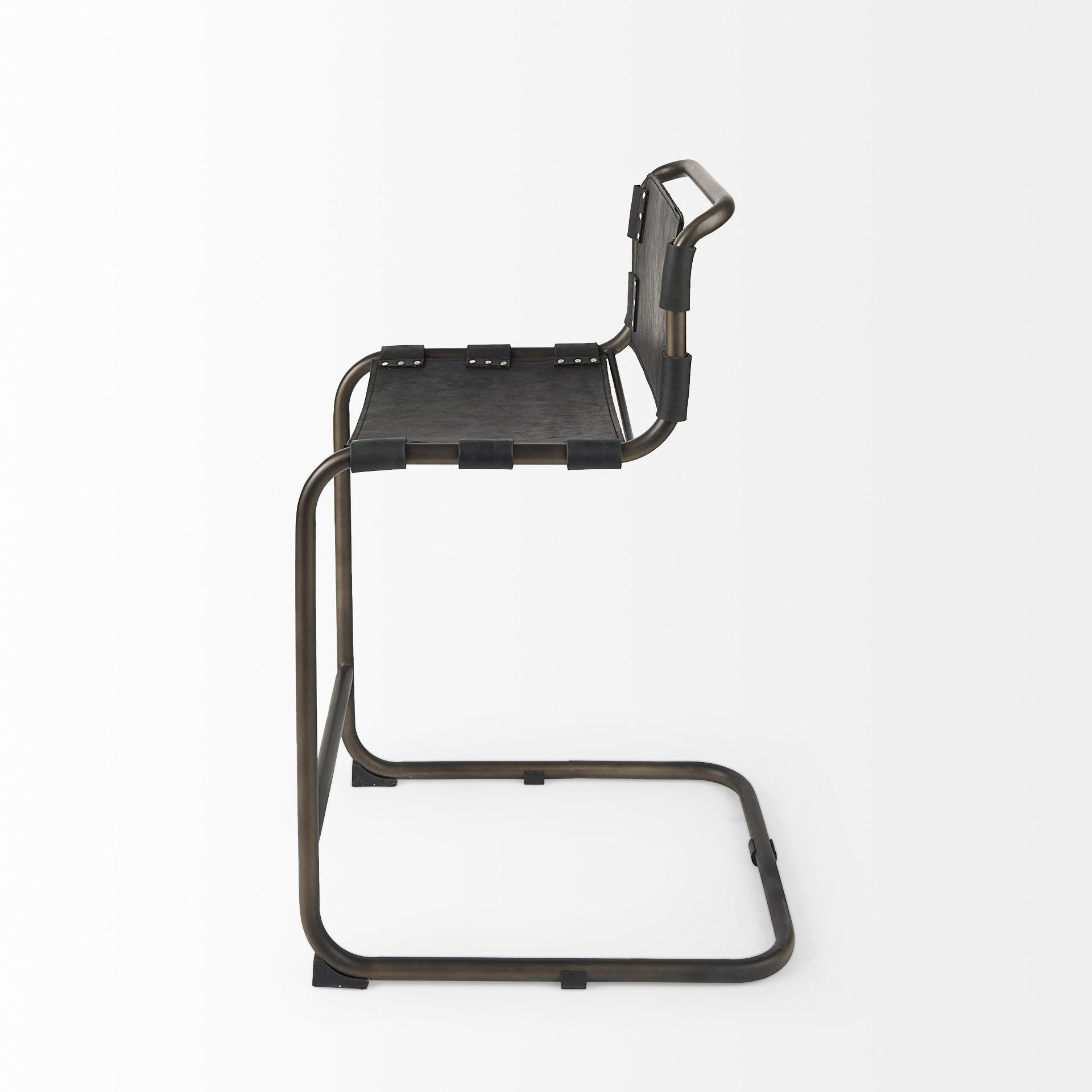 Berbick Black Leather with Iron Frame Counter Stool