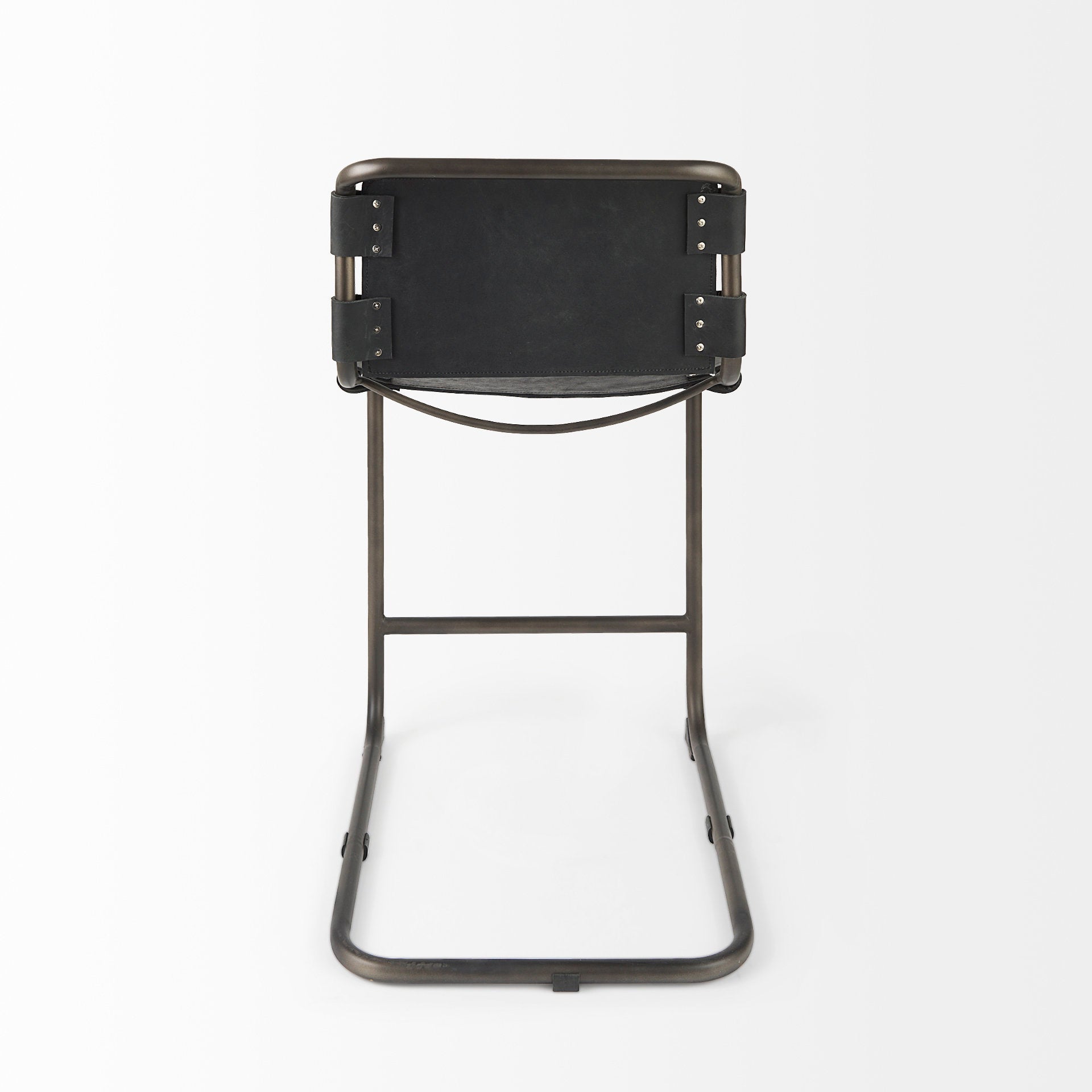 Berbick Black Leather with Iron Frame Counter Stool