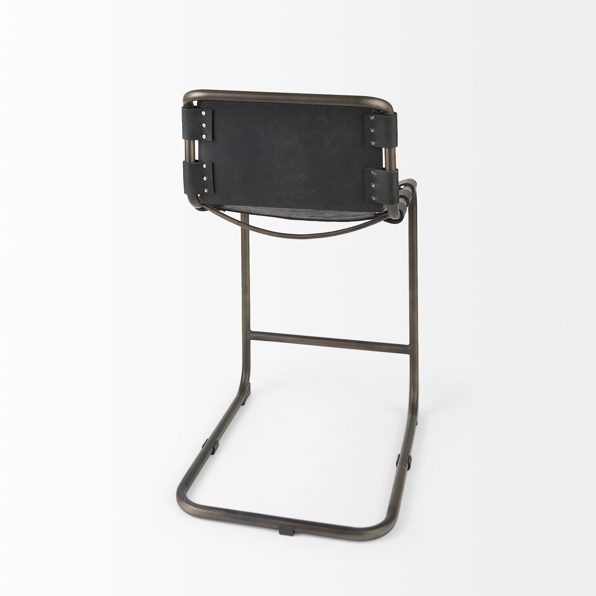 Berbick Black Leather with Iron Frame Counter Stool
