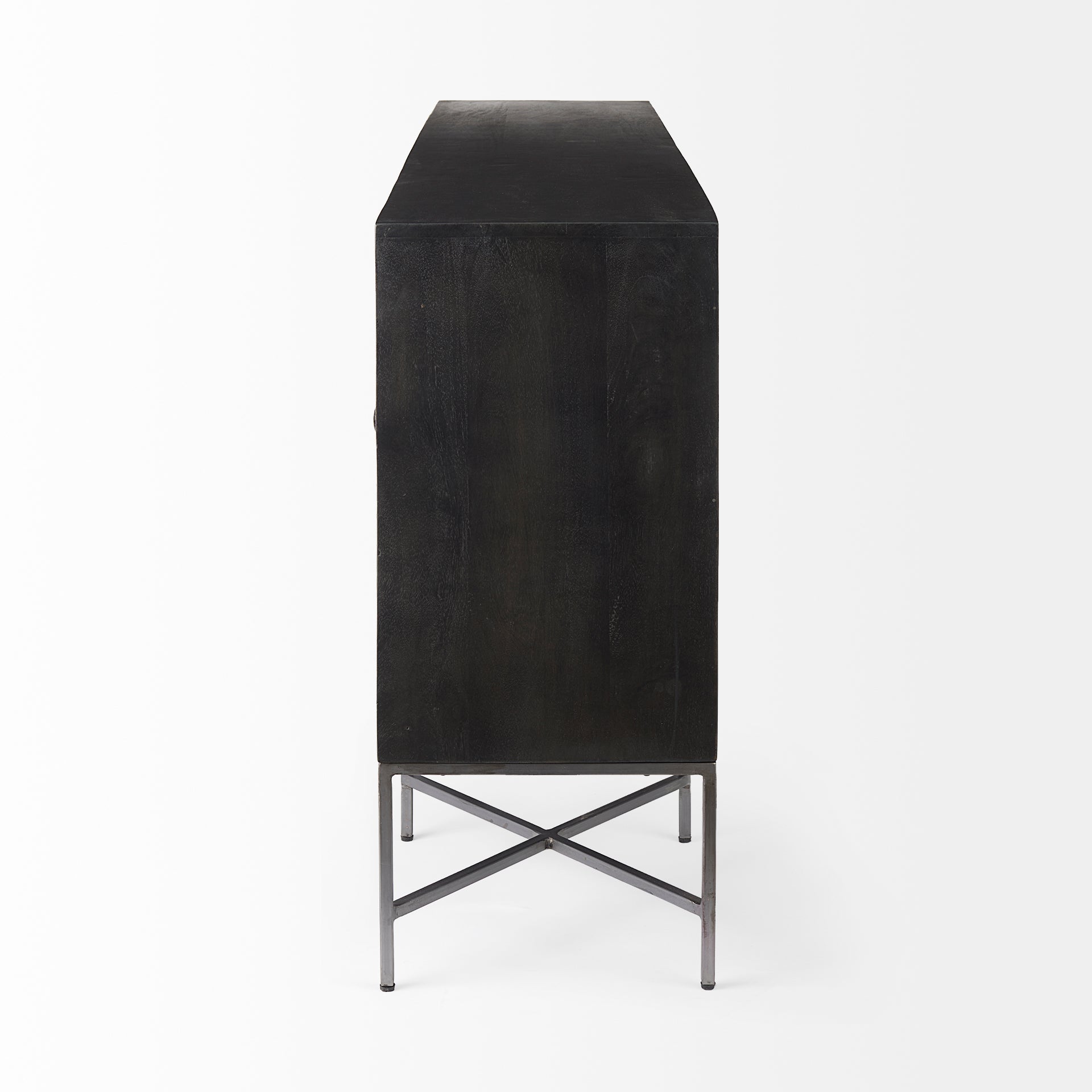 Hogarth I Two-Tone Brown Solid Wood Base Silver Frame 4 Cabinet Sideboard