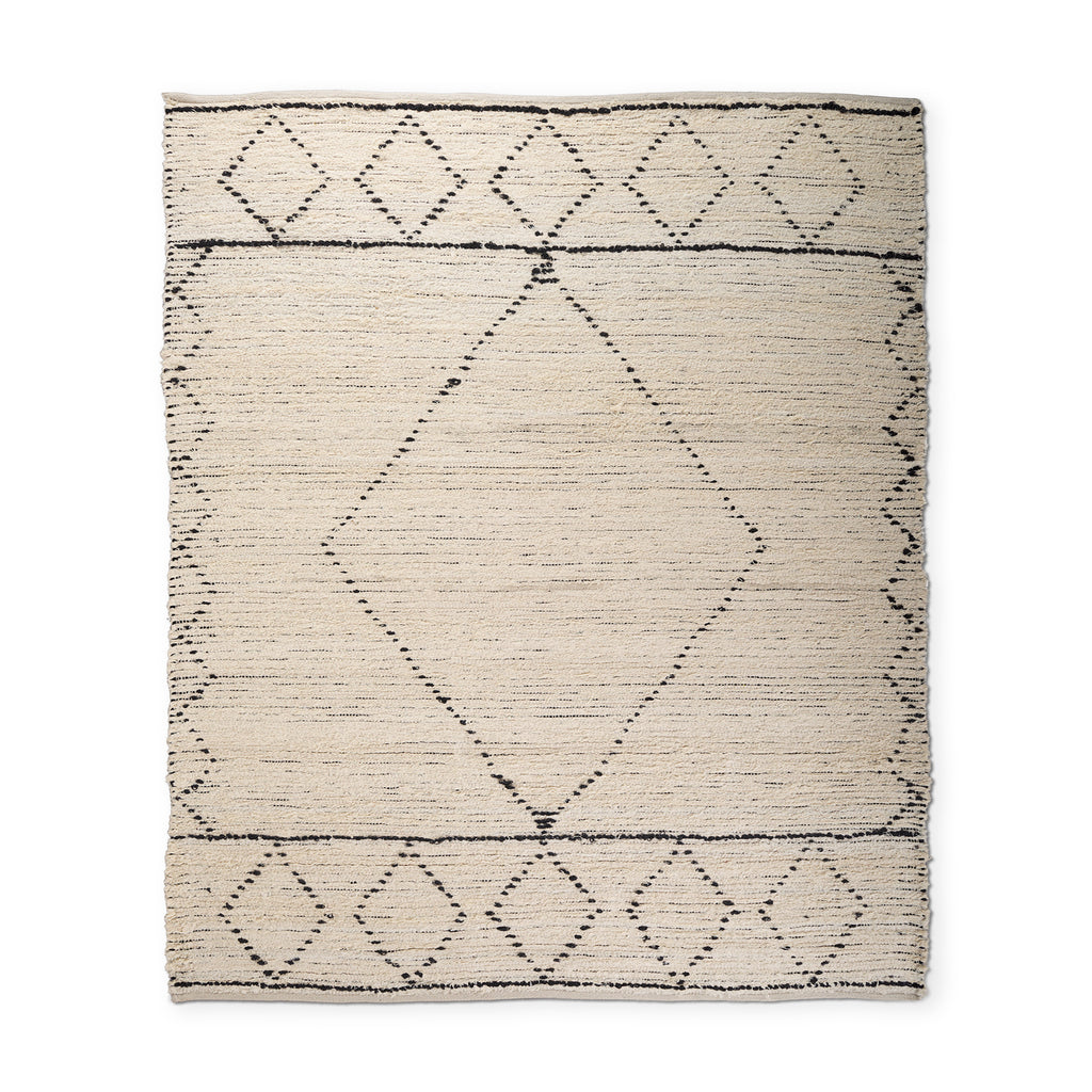 Calvert Gray Cotton Hand Woven Diamond Patterned Rug