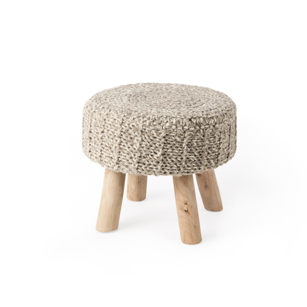 Bina Taupe 4-Legged Wool Stool