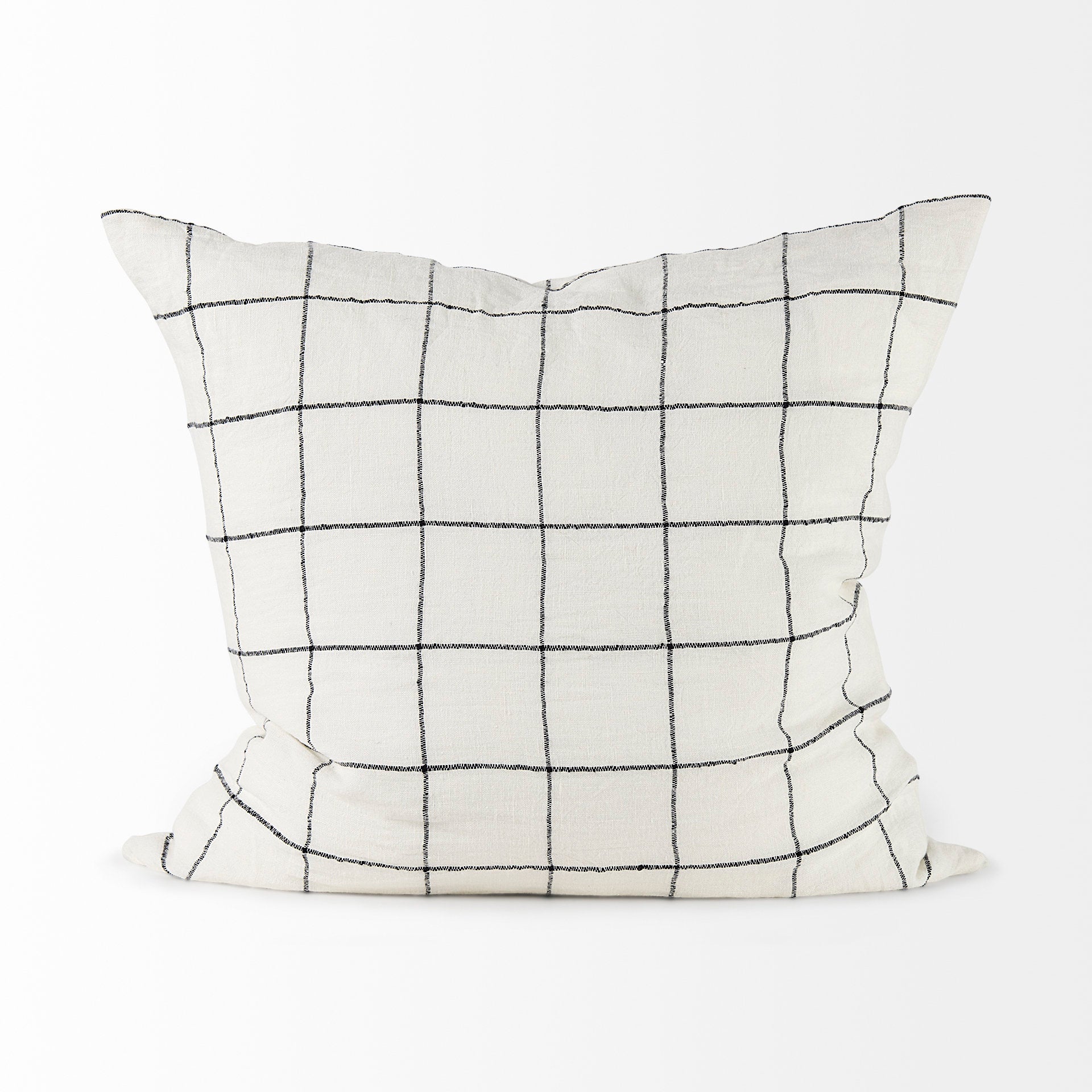 Suzanne White with Black Square Pattern Decorative Pillow Cover