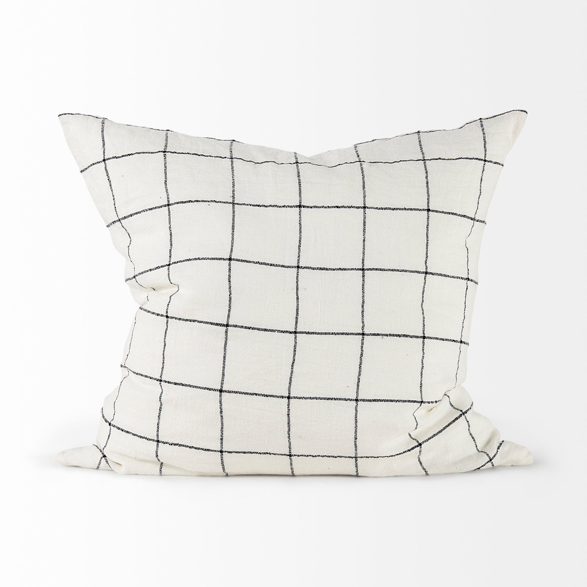Suzanne White with Black Square Pattern Decorative Pillow Cover