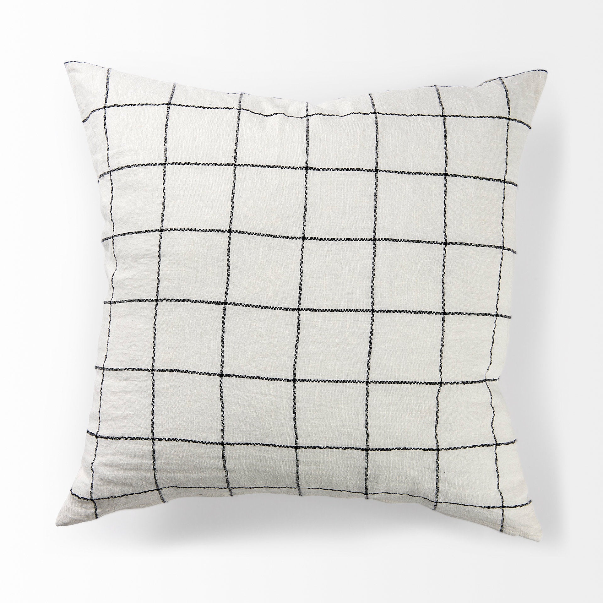 Suzanne White with Black Square Pattern Decorative Pillow Cover