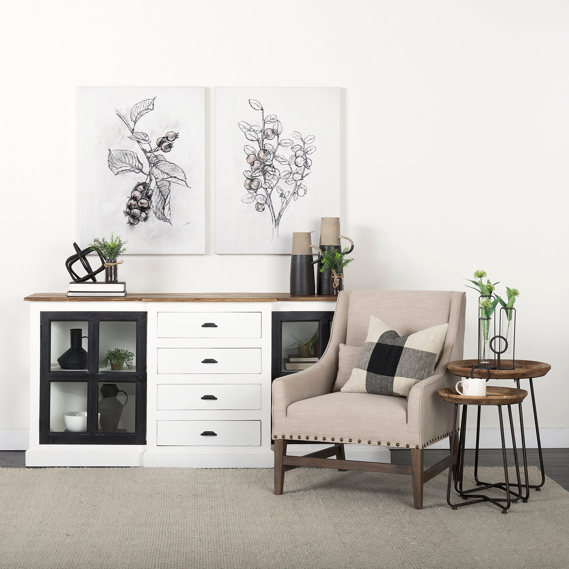 Bourchier White with Black Solid Wood Frame Brown Top 4-Drawer 2-Glass Cabinet Buffet Credenzas & Sideboards Mercana , Black Friday Sale Mercana Furniture Sale, Old Bones Co, Mid Century Furniture Sale, Four Hands Furniture, Black Friday Sale Bourchier White with Black Solid Wood Frame Brown Top 4-Drawer 2-Glass Cabinet Buffet,Gus Sale, Perigold Bourchier White with Black Solid Wood Frame Brown Top 4-Drawer 2-Glass Cabinet Buffet Credenzas & Sideboards Black Friday Sale , Perigold Sale Bourchier White with 