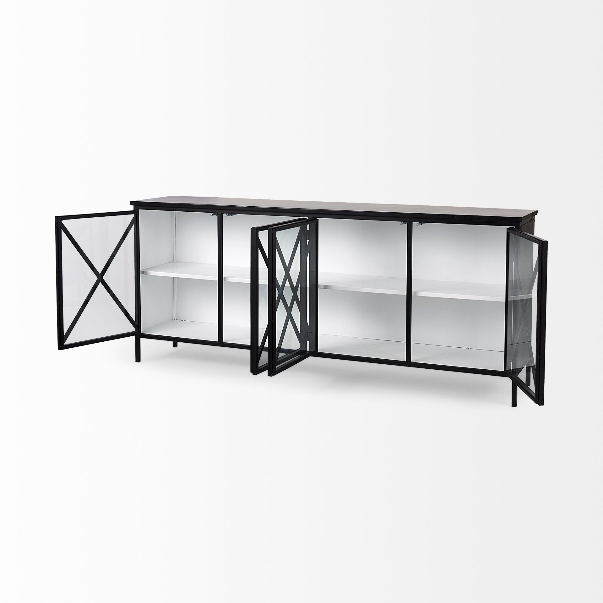 Aurelia Black and White Metal 4-Door Glass Cabinet Credenzas & Sideboards Mercana , Black Friday Sale Mercana Furniture Sale, Old Bones Co, Mid Century Furniture Sale, Four Hands Furniture, Black Friday Sale Aurelia Black and White Metal 4-Door Glass Cabinet,Gus Sale, Perigold Aurelia Black and White Metal 4-Door Glass Cabinet Credenzas & Sideboards Black Friday Sale , Perigold Sale Aurelia Black and White Metal 4-Door Glass Cabinet,Aurelia Black and White Metal 4-Door Glass Cabinet Lulu and Georgia, Burke 