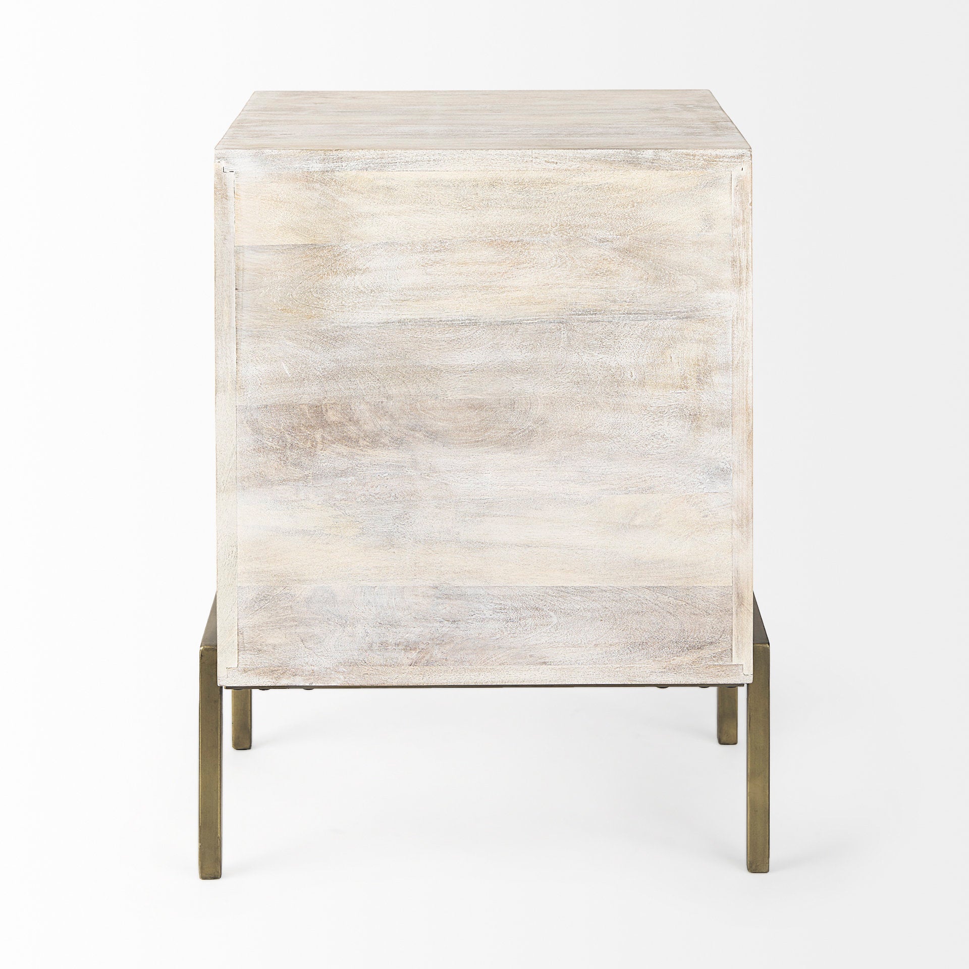 Arelius White Wood with Gold Metal Frame End Table