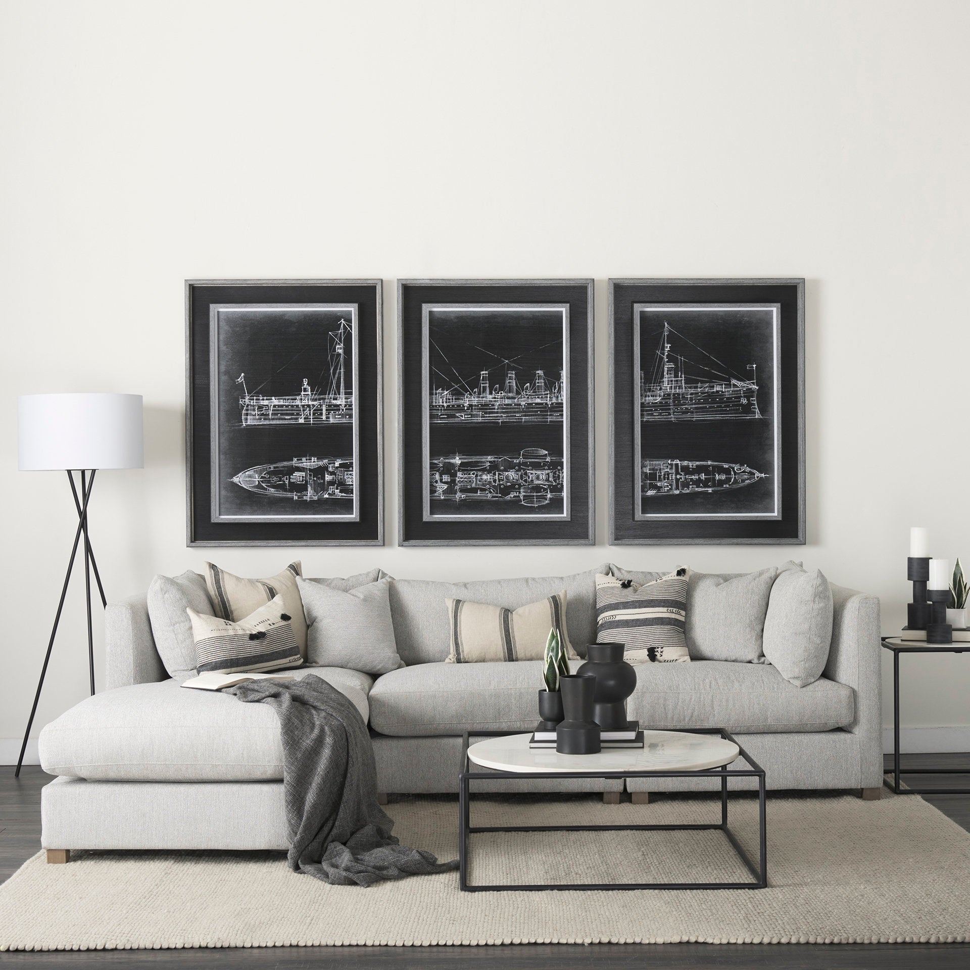 Austen Round White Marble Top with Black Metal Frame Coffee Table