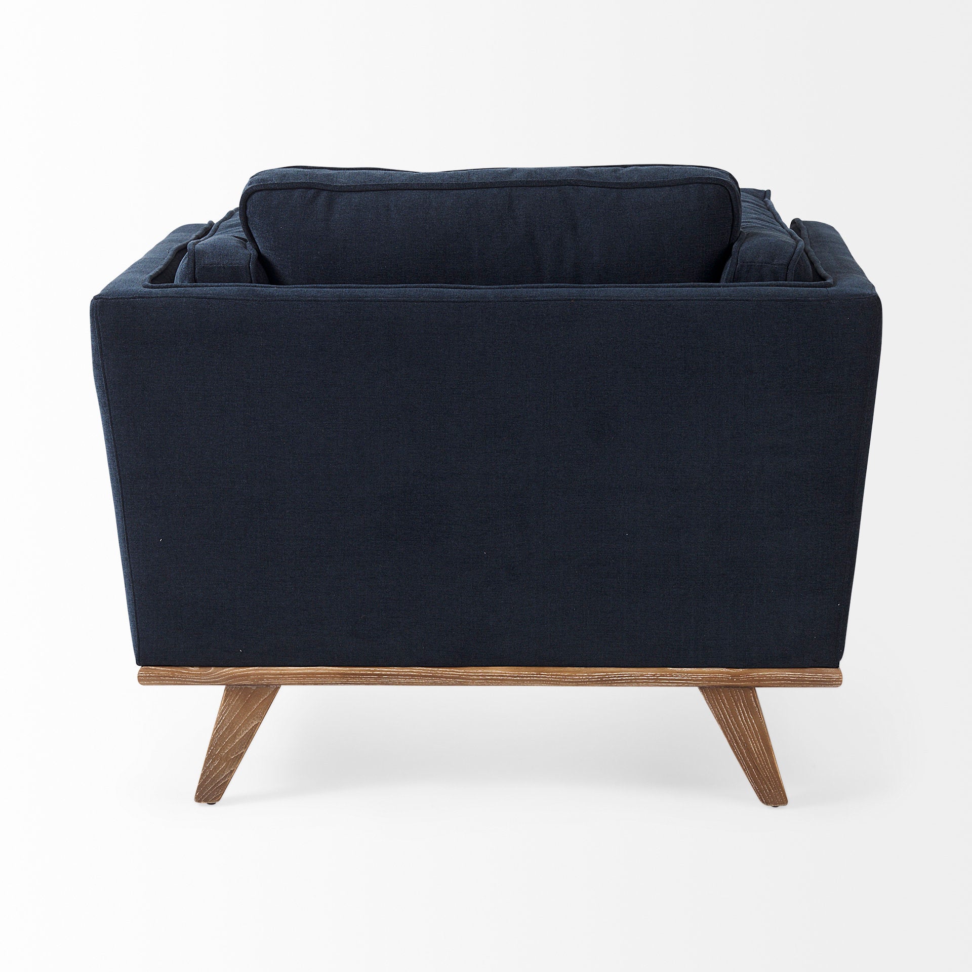 Brooks Navy Blue Fabric Chair with Medium Brown Wooden Legs