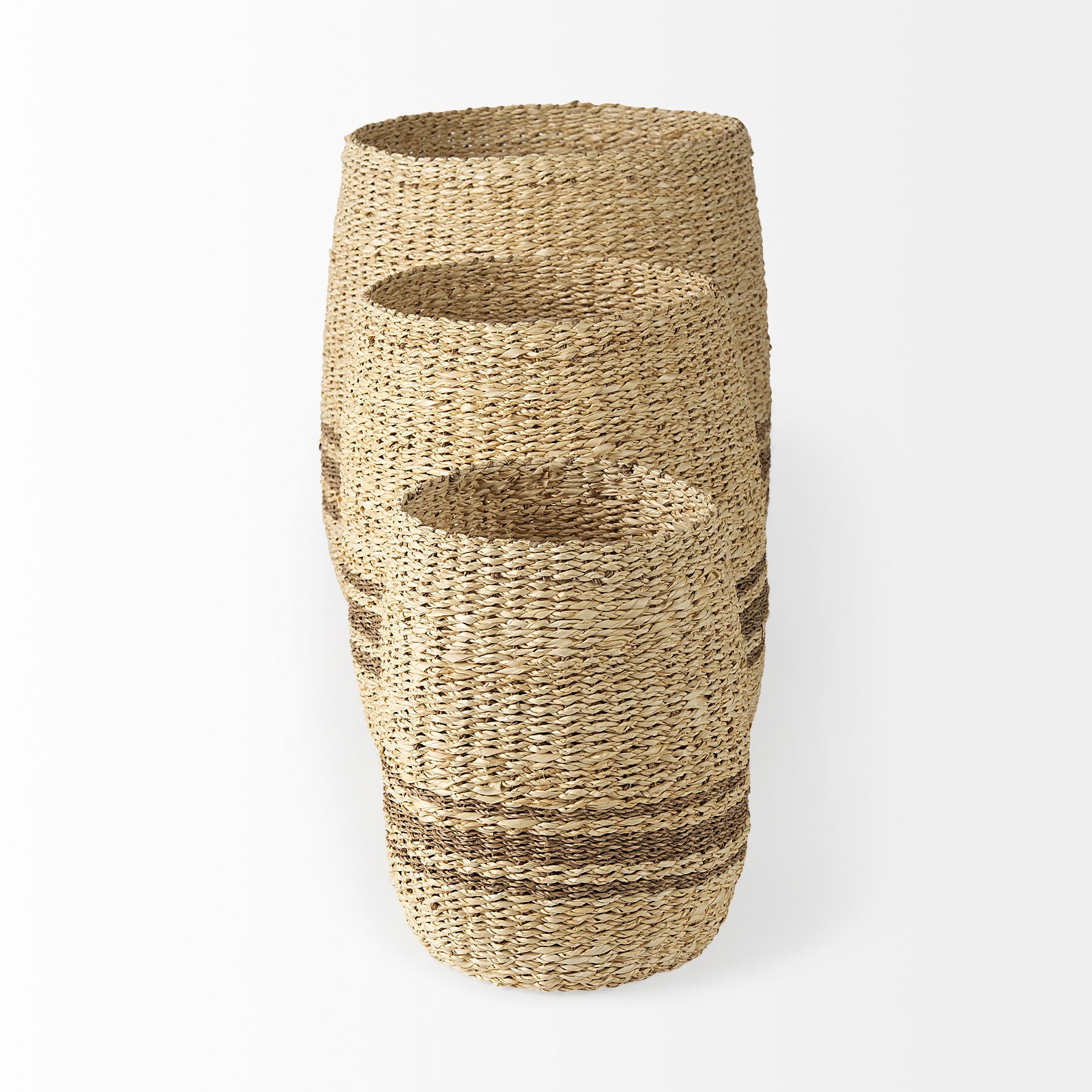 Sivannah Light Brown and Medium Brown Striped Seagrass Round Basket - Set of 3 Baskets Mercana , Black Friday Sale Mercana Furniture Sale, Old Bones Co, Mid Century Furniture Sale, Four Hands Furniture, Black Friday Sale Sivannah Light Brown and Medium Brown Striped Seagrass Round Basket - Set of 3,Gus Sale, Perigold Sivannah Light Brown and Medium Brown Striped Seagrass Round Basket - Set of 3 Baskets Black Friday Sale , Perigold Sale Sivannah Light Brown and Medium Brown Striped Seagrass Round Basket - Se
