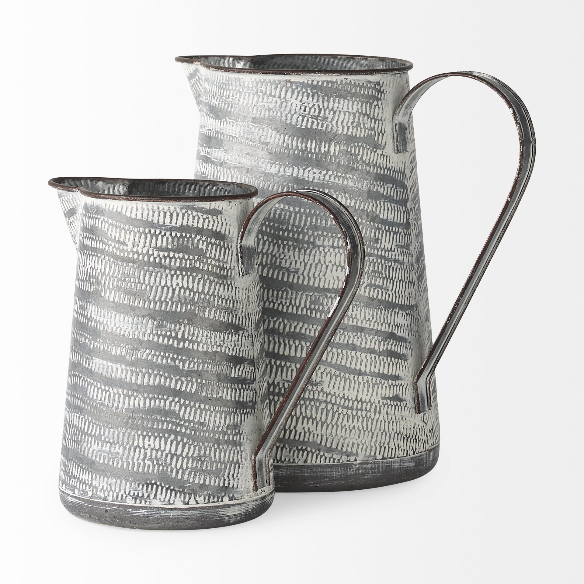Serena Gray with White Textured Metal Jug