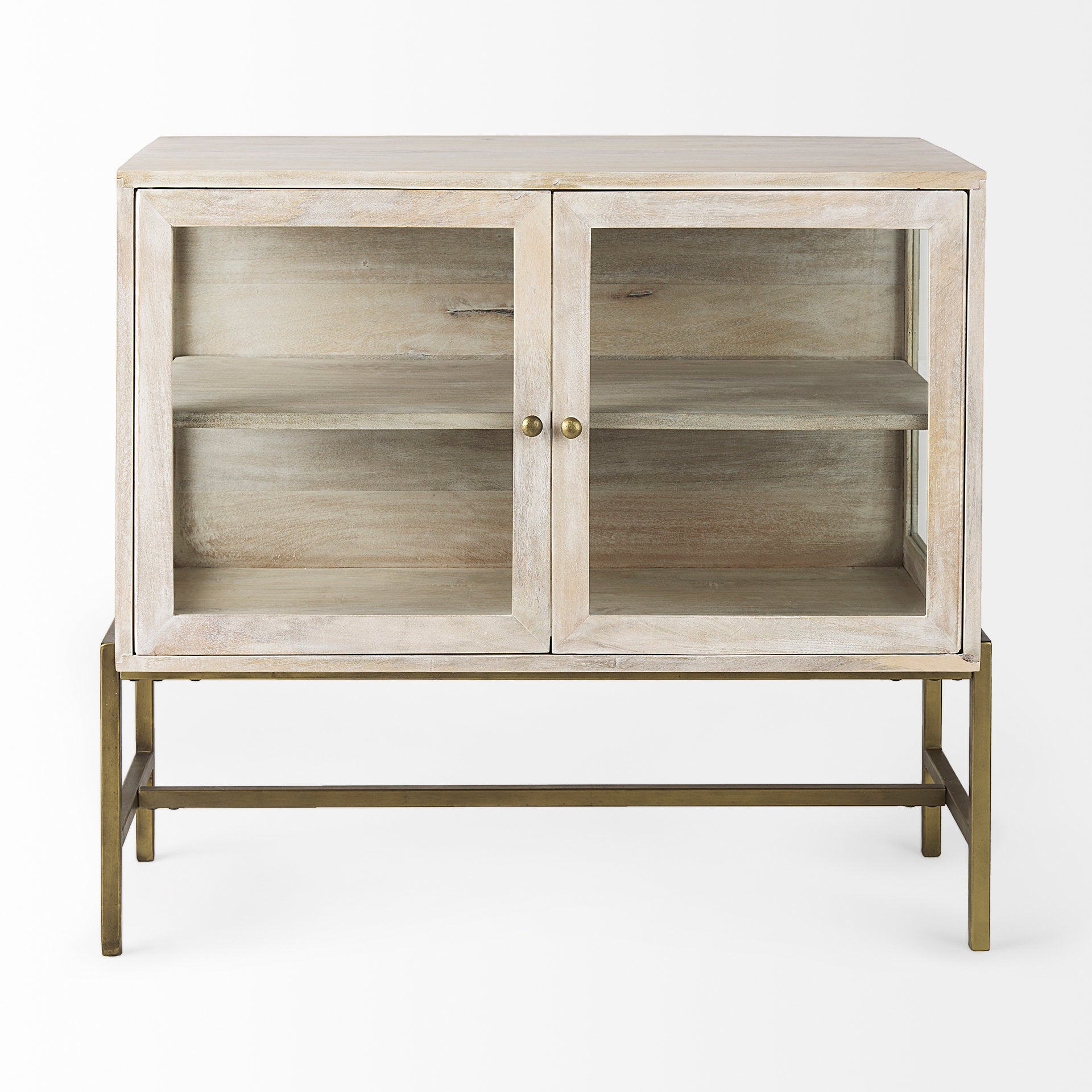 Arelius Glass 2-Door Accent Cabinet