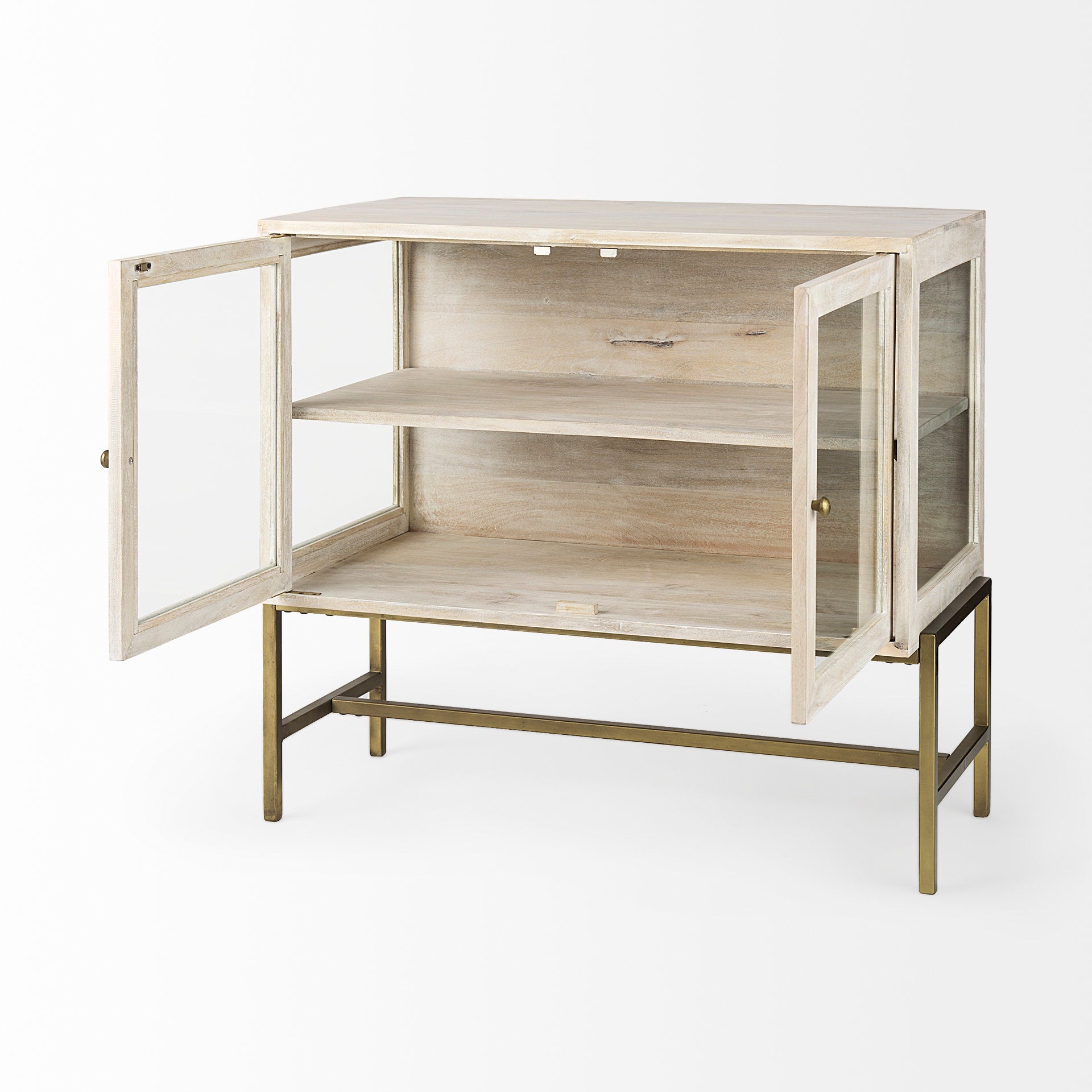 Arelius Glass 2-Door Accent Cabinet