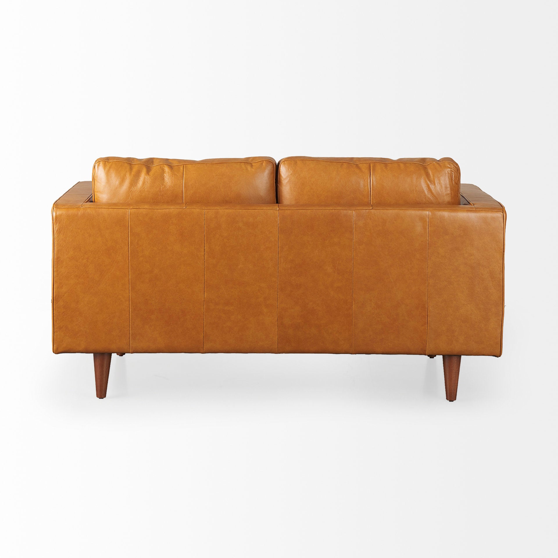 Svend Tan Leather Love Seat Sofa