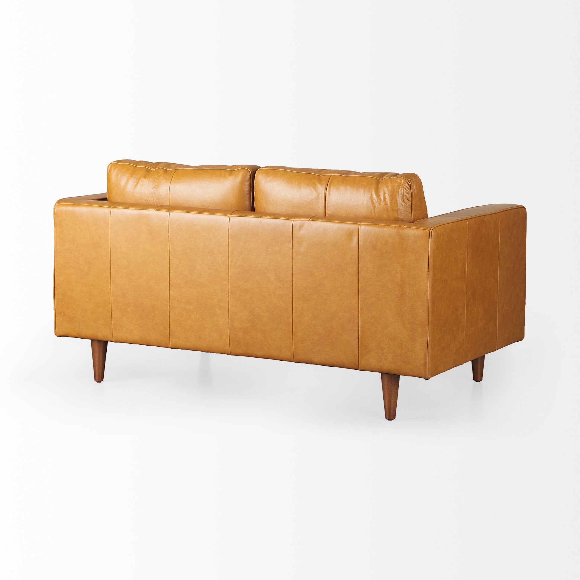 Svend Tan Leather Love Seat Sofa