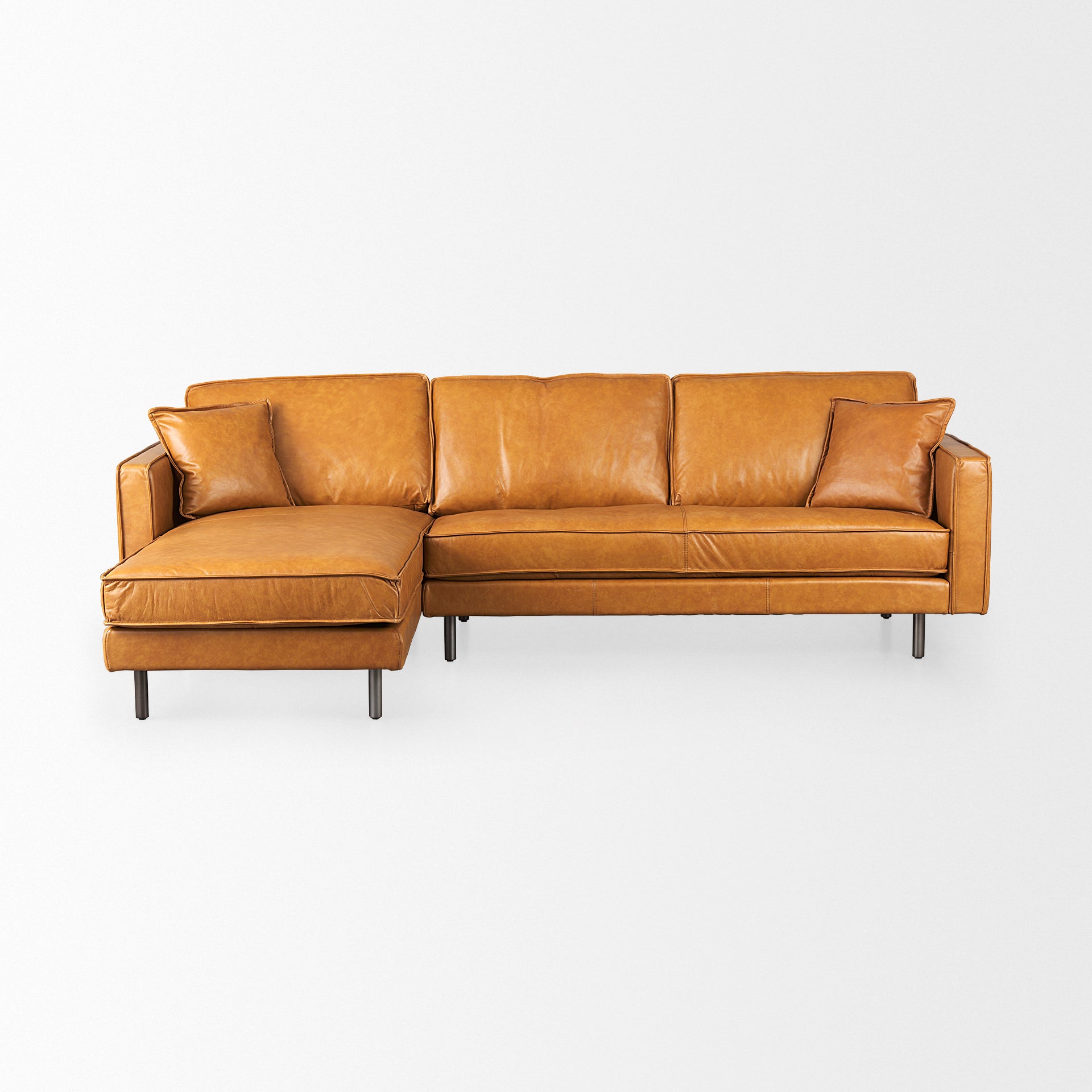 D'Arcy Tan Leather Left Chaise Sectional