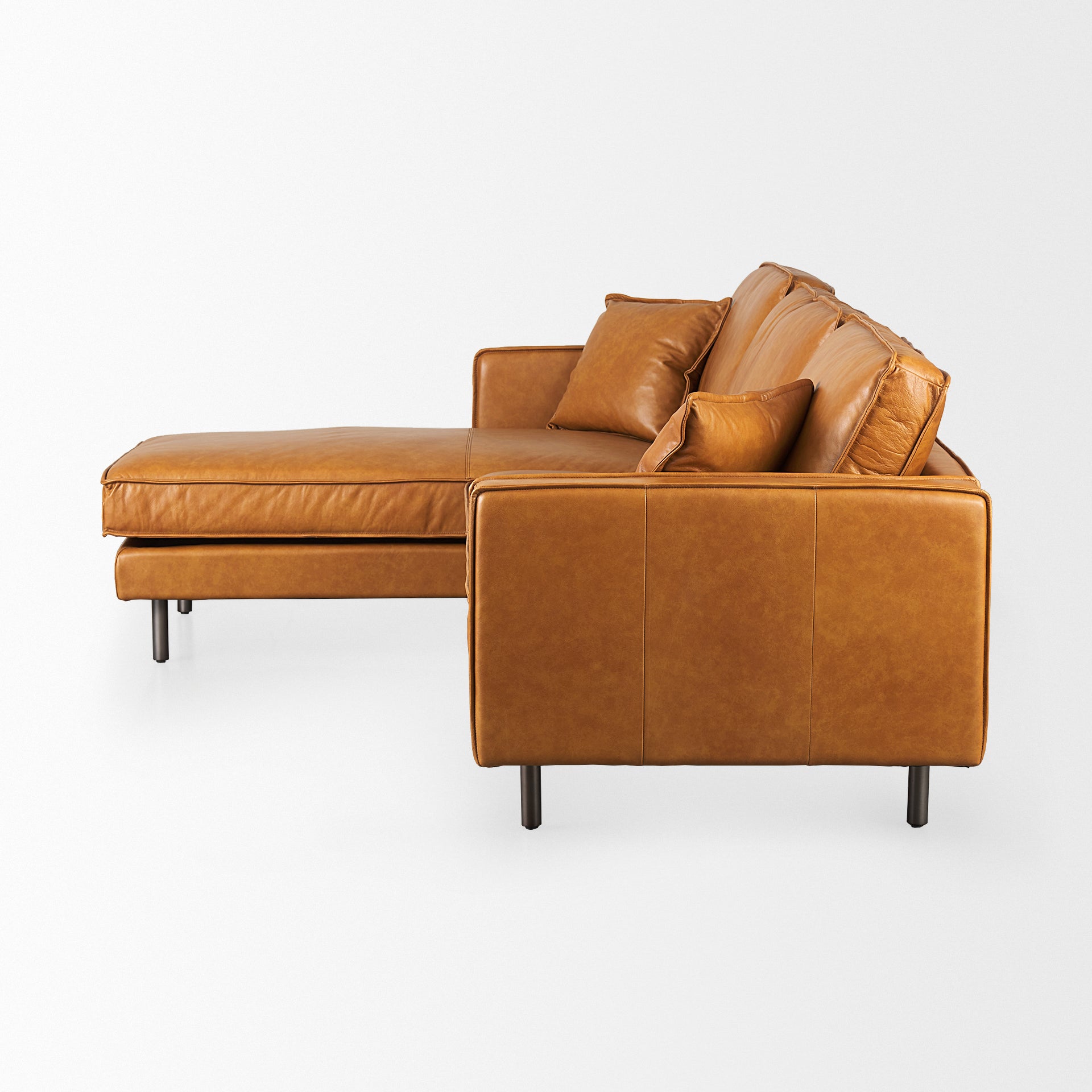 D'Arcy Tan Leather Left Chaise Sectional