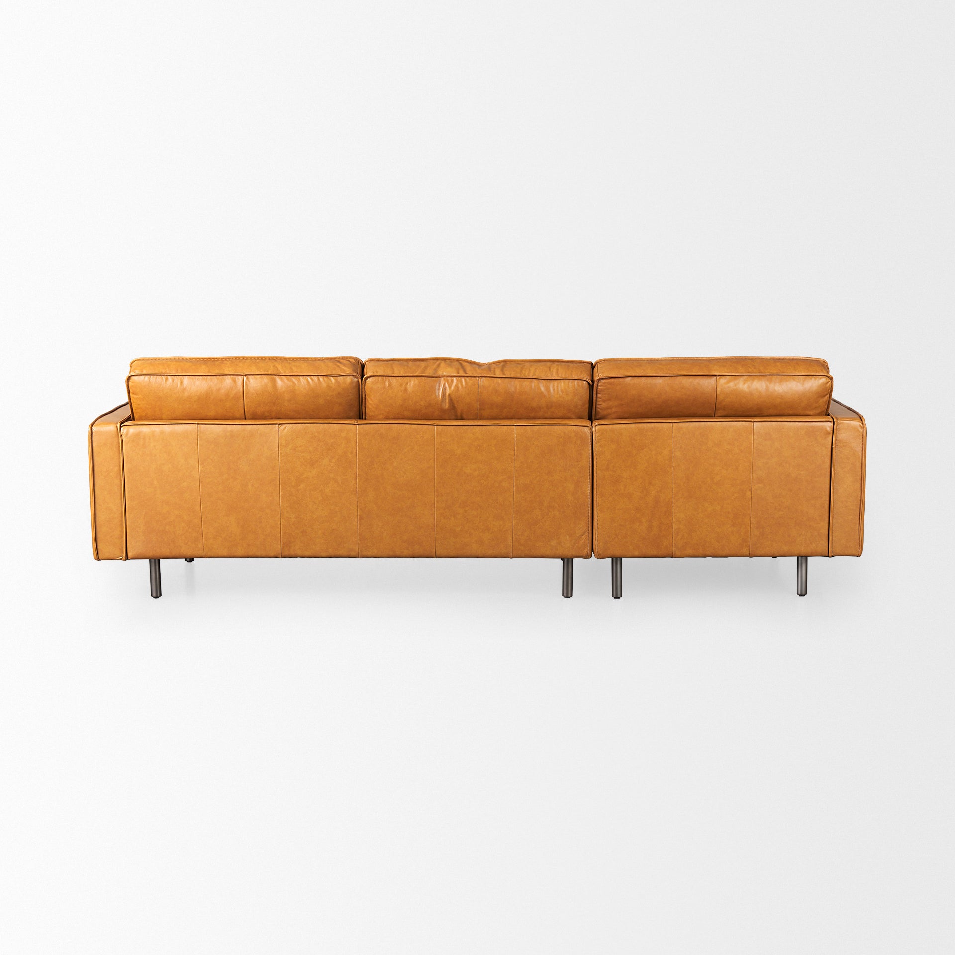 D'Arcy Tan Leather Left Chaise Sectional