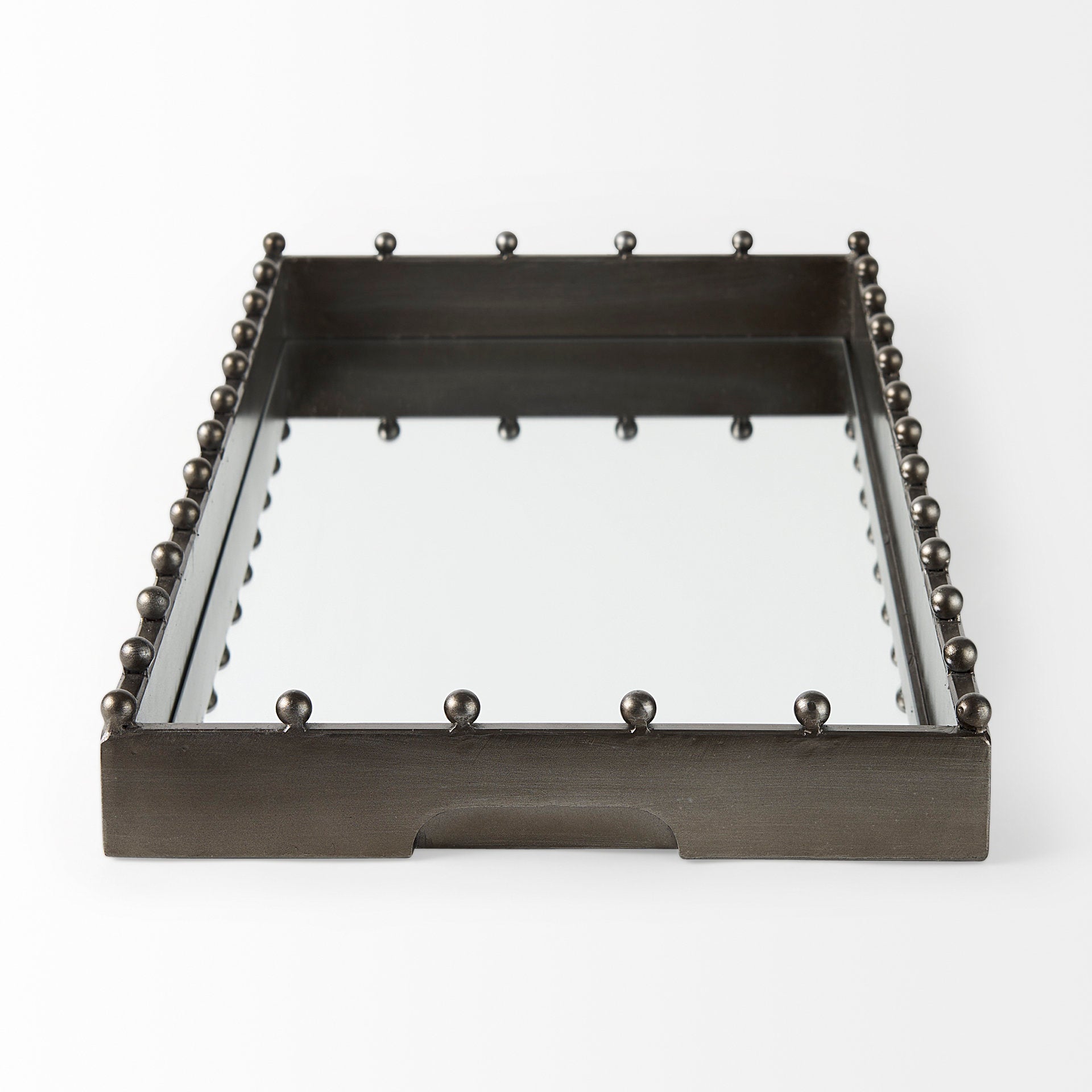 Elio Gun Metal Gray Metal with Studs and Mirrored Bottom Rectangle Tray Trays & Containers Mercana , Black Friday Sale Mercana Furniture Sale, Old Bones Co, Mid Century Furniture Sale, Four Hands Furniture, Black Friday Sale Elio Gun Metal Gray Metal with Studs and Mirrored Bottom Rectangle Tray,Gus Sale, Perigold Elio Gun Metal Gray Metal with Studs and Mirrored Bottom Rectangle Tray Trays & Containers Black Friday Sale , Perigold Sale Elio Gun Metal Gray Metal with Studs and Mirrored Bottom Rectangle Tray