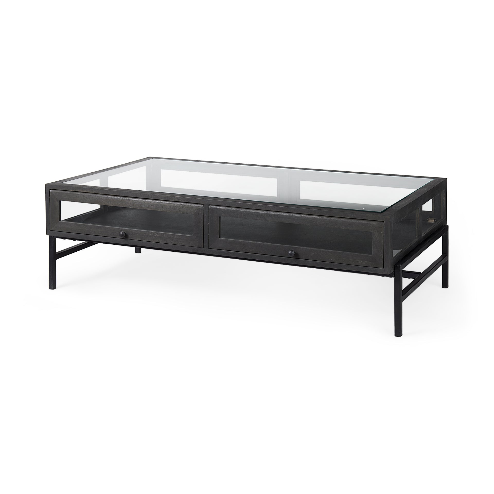 Arelius Rectangular Glass-Top Wood with Black Metal Base Display Coffee Table Coffee Tables Mercana Black/Brown , Black Friday Sale Mercana Furniture Sale, Old Bones Co, Mid Century Furniture Sale, Four Hands Furniture, Black Friday Sale Arelius Rectangular Glass-Top Wood with Black Metal Base Display Coffee Table,Gus Sale, Perigold Arelius Rectangular Glass-Top Wood with Black Metal Base Display Coffee Table Coffee Tables Black Friday Sale , Perigold Sale Arelius Rectangular Glass-Top Wood with Black Metal