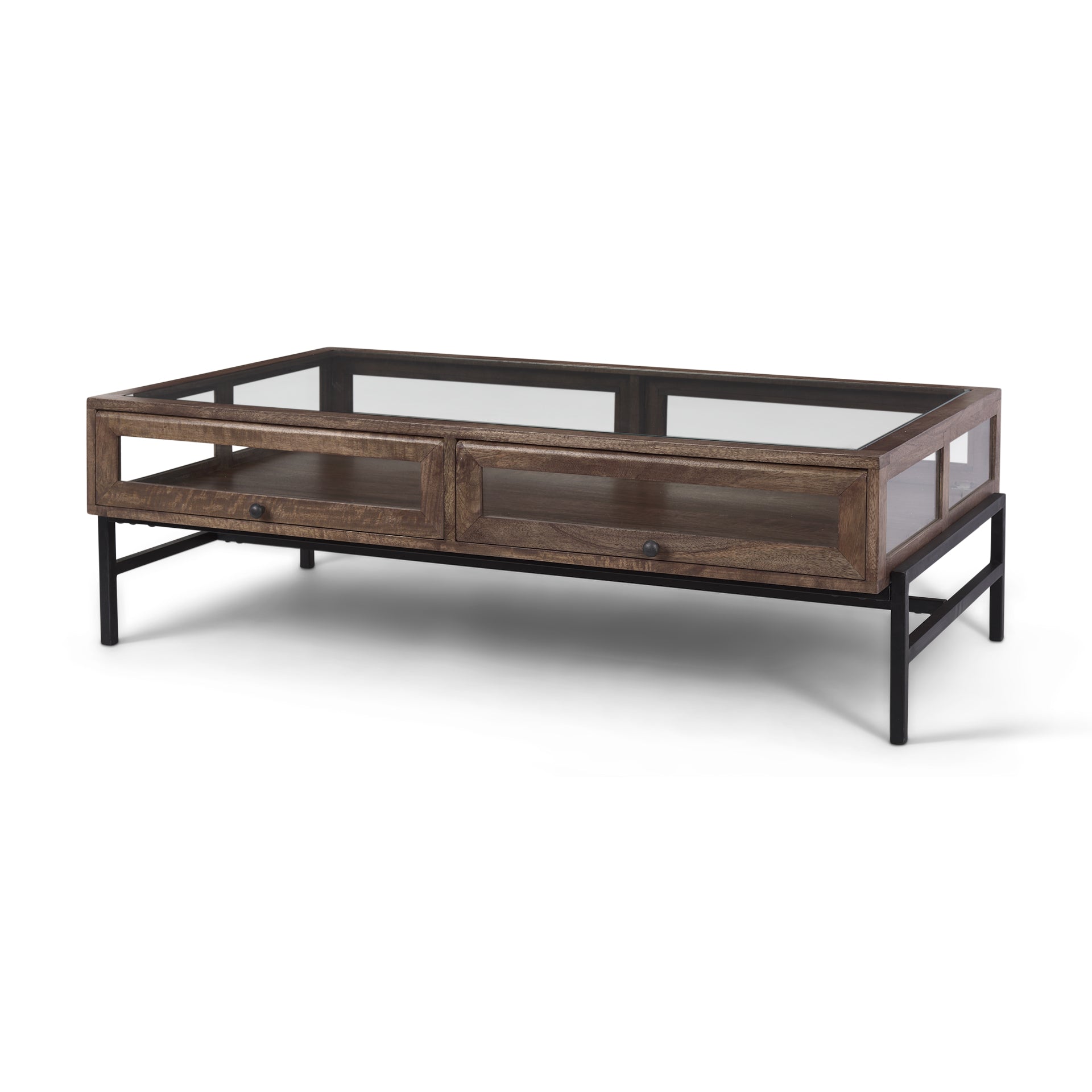 Arelius Rectangular Glass-Top Wood with Black Metal Base Display Coffee Table Coffee Tables Mercana Medium Brown , Black Friday Sale Mercana Furniture Sale, Old Bones Co, Mid Century Furniture Sale, Four Hands Furniture, Black Friday Sale Arelius Rectangular Glass-Top Wood with Black Metal Base Display Coffee Table,Gus Sale, Perigold Arelius Rectangular Glass-Top Wood with Black Metal Base Display Coffee Table Coffee Tables Black Friday Sale , Perigold Sale Arelius Rectangular Glass-Top Wood with Black Meta