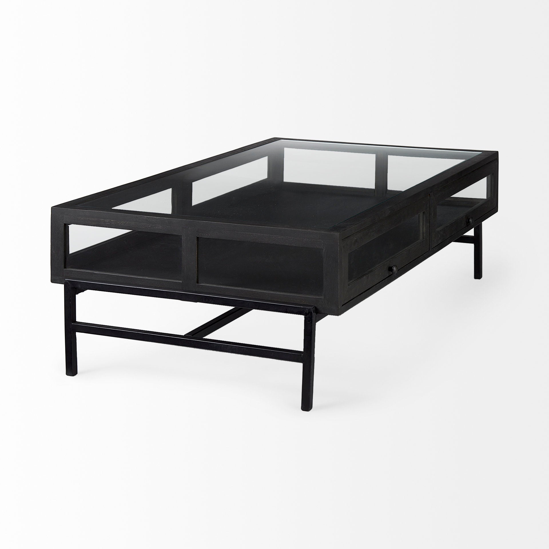Arelius Rectangular Glass-Top Wood with Black Metal Base Display Coffee Table Coffee Tables Mercana , Black Friday Sale Mercana Furniture Sale, Old Bones Co, Mid Century Furniture Sale, Four Hands Furniture, Black Friday Sale Arelius Rectangular Glass-Top Wood with Black Metal Base Display Coffee Table,Gus Sale, Perigold Arelius Rectangular Glass-Top Wood with Black Metal Base Display Coffee Table Coffee Tables Black Friday Sale , Perigold Sale Arelius Rectangular Glass-Top Wood with Black Metal Base Displa