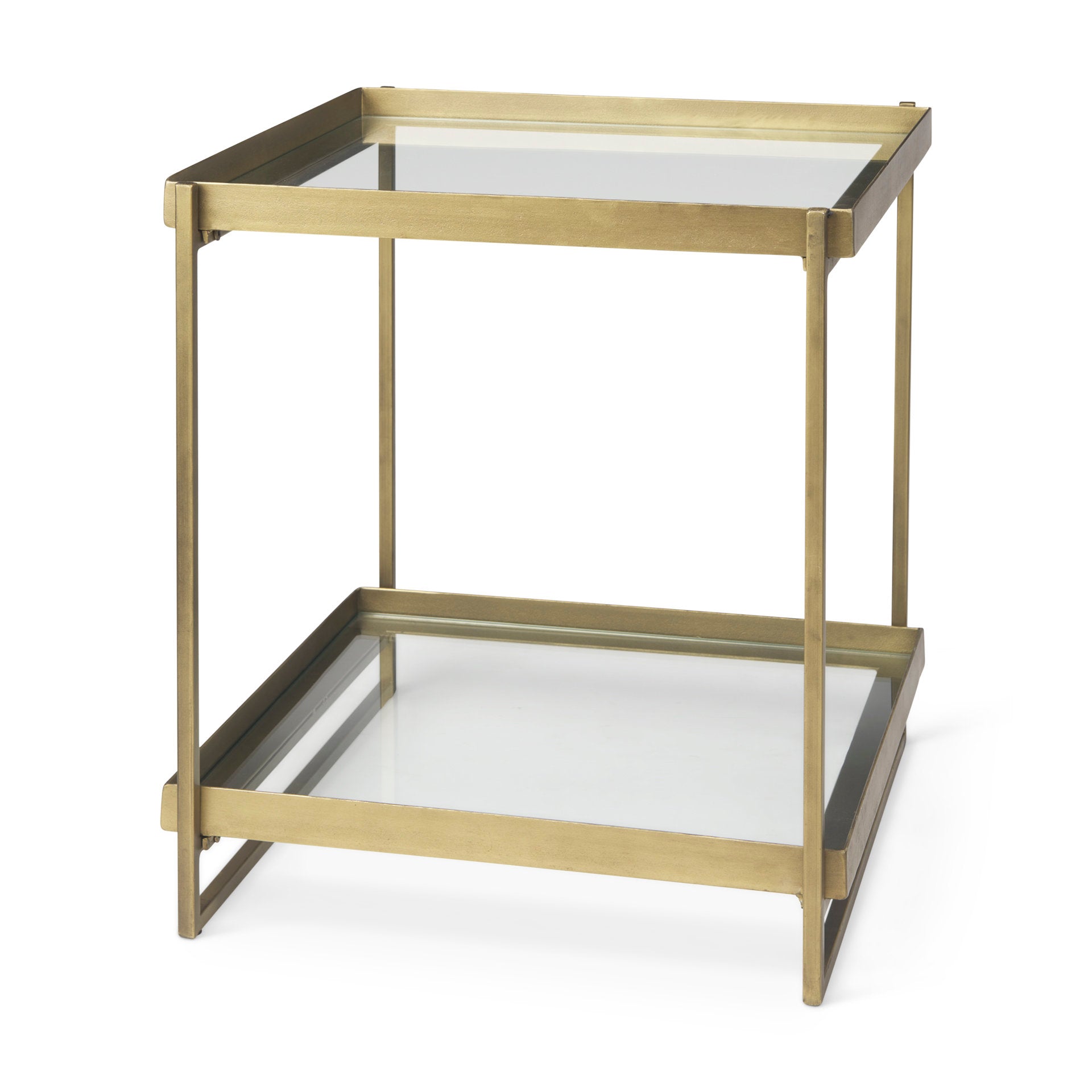 Trey Gold Metal with Glass Accent Table