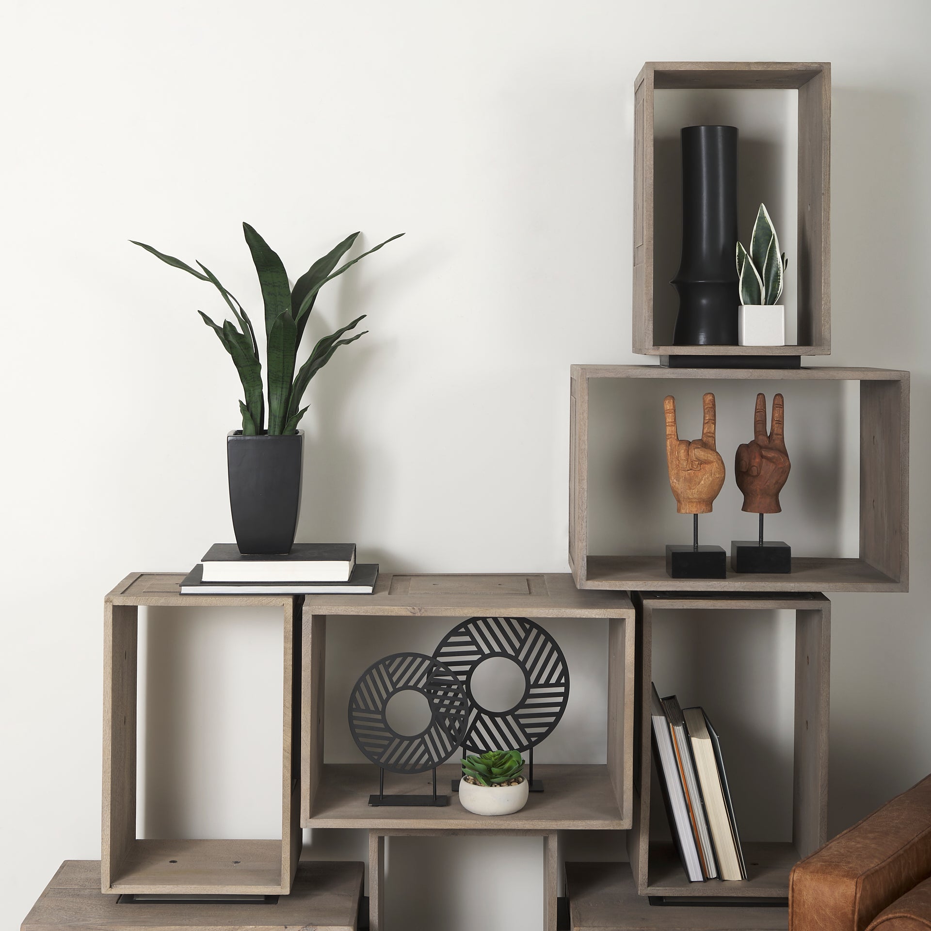 Simul Light Brown Wood Modular Shelving Unit - Set of 2