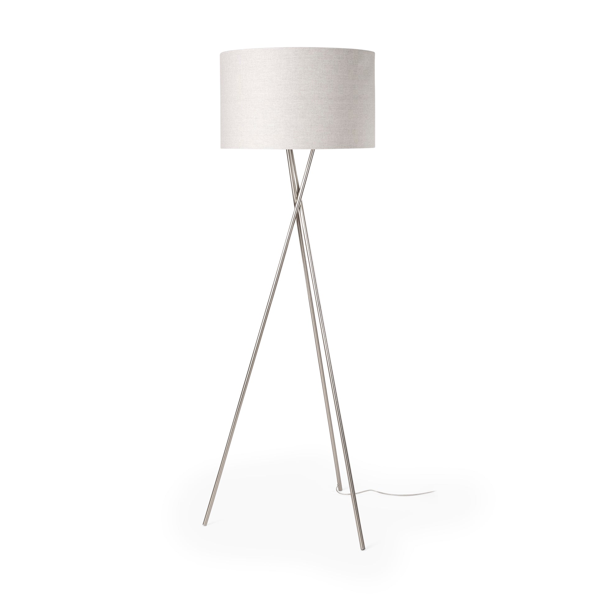 Ambrose Silver Metal with Beige Fabric Shade Floor Lamp