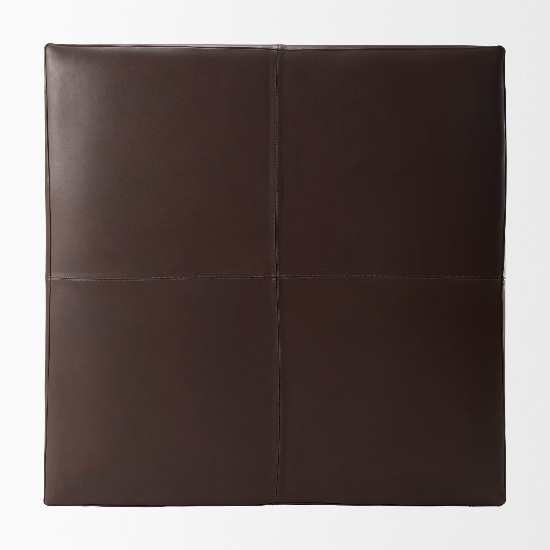 Minara Square Dark Brown Leather Wrapped Ottoman