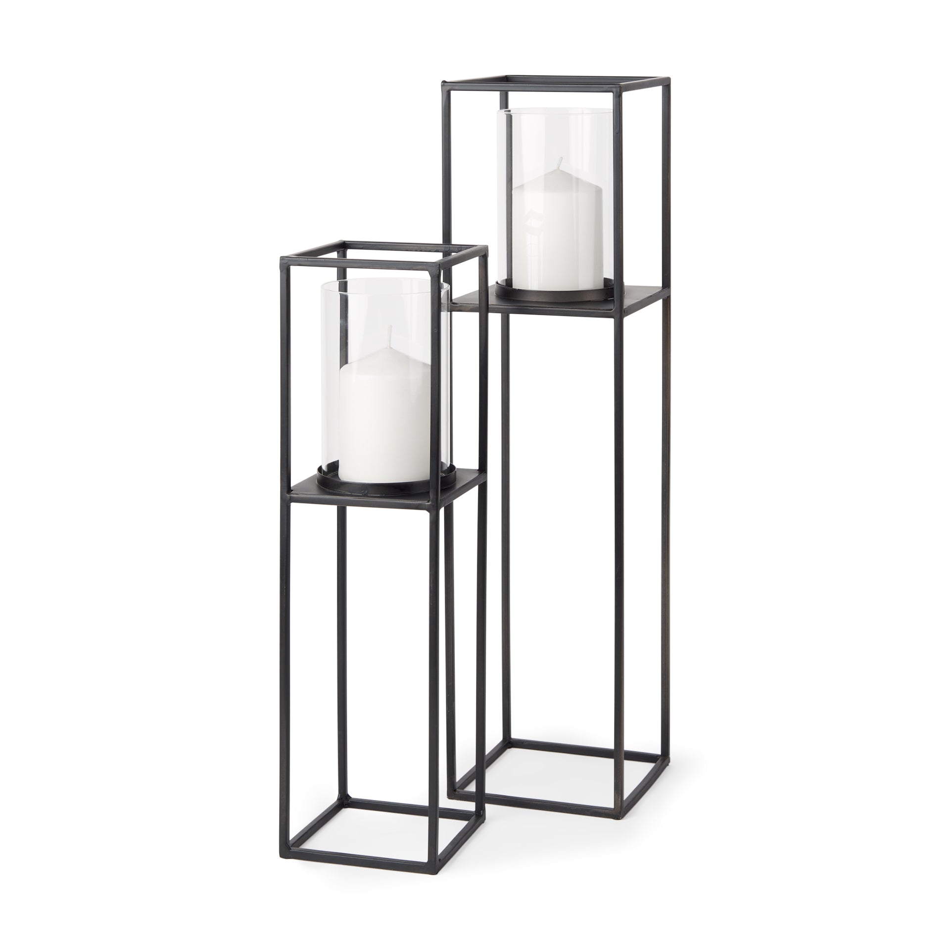 Cindy Matte Black Metal and Hurricane Glass Pillar Tabletop Candle Holders - Set of 2 Candle Holders Mercana , Black Friday Sale Mercana Furniture Sale, Old Bones Co, Mid Century Furniture Sale, Four Hands Furniture, Black Friday Sale Cindy Matte Black Metal and Hurricane Glass Pillar Tabletop Candle Holders - Set of 2,Gus Sale, Perigold Cindy Matte Black Metal and Hurricane Glass Pillar Tabletop Candle Holders - Set of 2 Candle Holders Black Friday Sale , Perigold Sale Cindy Matte Black Metal and Hurricane