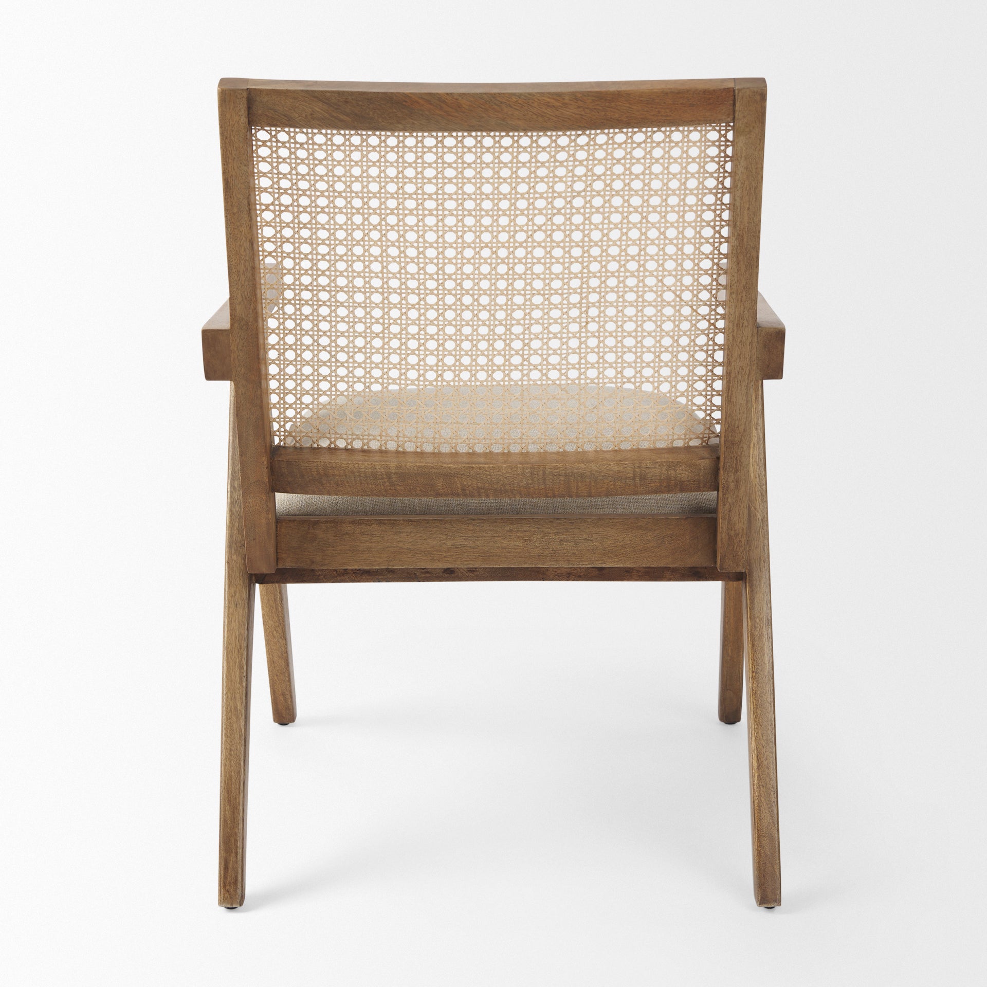 Donna Light Brown Wood Cane-Back with Beige Upholstered Seat Dining Chair