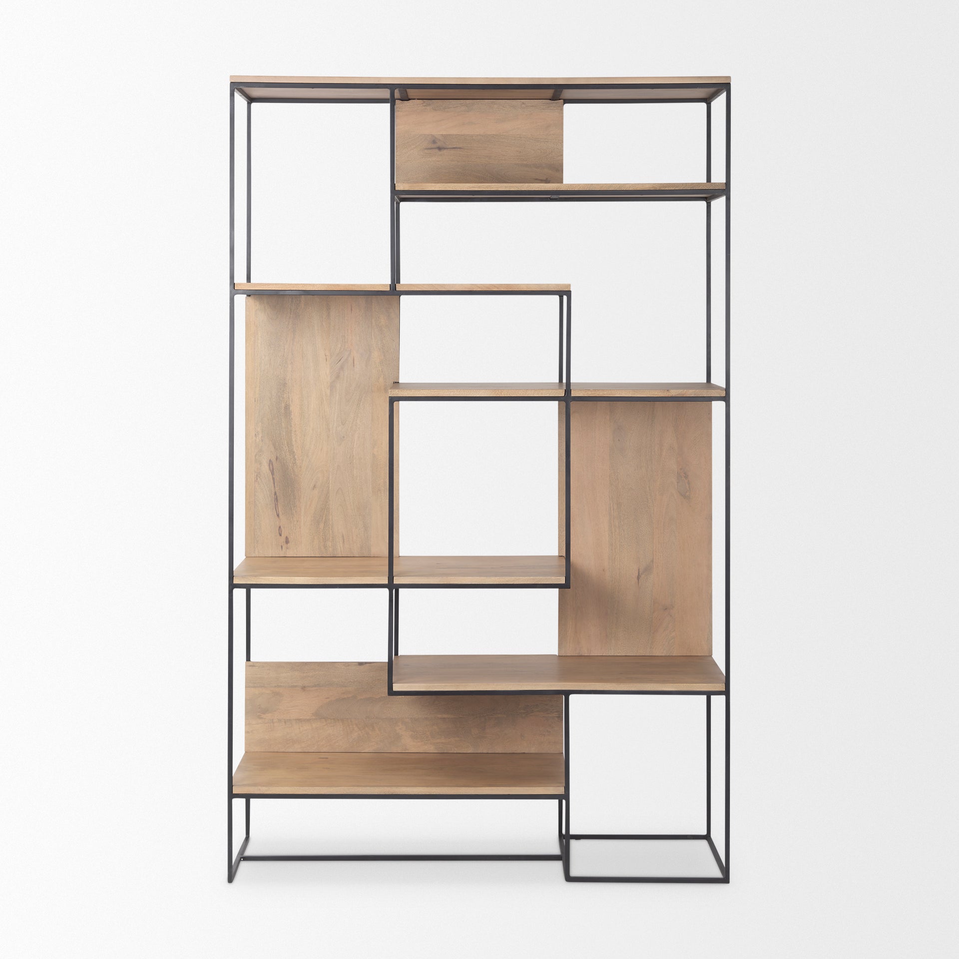 Morris Light Brown Wood with Black Metal Frame 6-Tier Shelving Unit Bookcases & Shelves Mercana , Black Friday Sale Mercana Furniture Sale, Old Bones Co, Mid Century Furniture Sale, Four Hands Furniture, Black Friday Sale Morris Light Brown Wood with Black Metal Frame 6-Tier Shelving Unit,Gus Sale, Perigold Morris Light Brown Wood with Black Metal Frame 6-Tier Shelving Unit Bookcases & Shelves Black Friday Sale , Perigold Sale Morris Light Brown Wood with Black Metal Frame 6-Tier Shelving Unit,Morris Light 