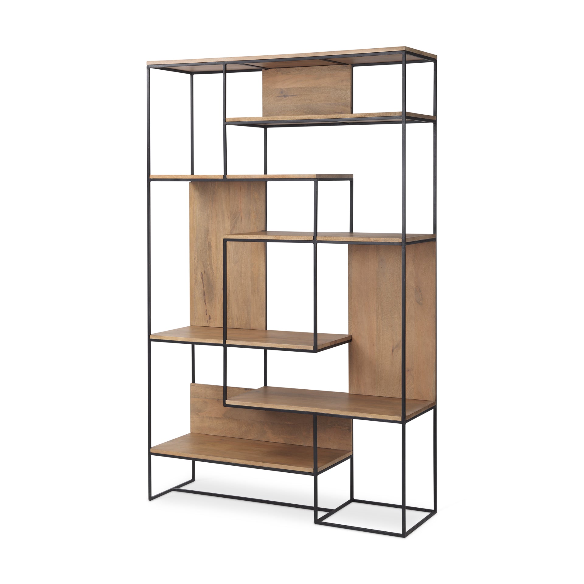 Morris Light Brown Wood with Black Metal Frame 6-Tier Shelving Unit Bookcases & Shelves Mercana , Black Friday Sale Mercana Furniture Sale, Old Bones Co, Mid Century Furniture Sale, Four Hands Furniture, Black Friday Sale Morris Light Brown Wood with Black Metal Frame 6-Tier Shelving Unit,Gus Sale, Perigold Morris Light Brown Wood with Black Metal Frame 6-Tier Shelving Unit Bookcases & Shelves Black Friday Sale , Perigold Sale Morris Light Brown Wood with Black Metal Frame 6-Tier Shelving Unit,Morris Light 