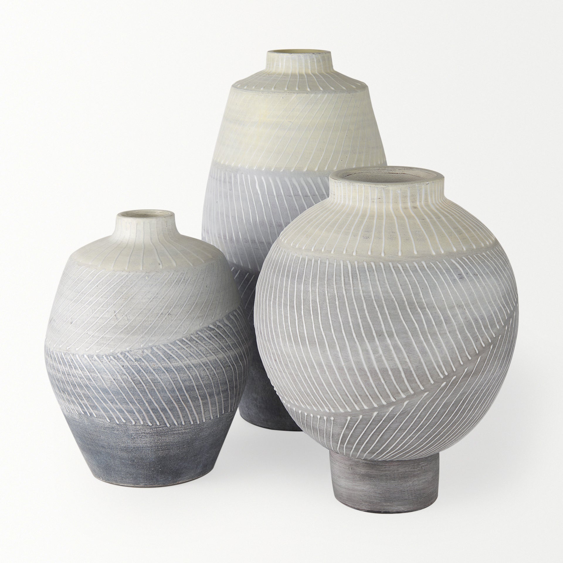 Blume 16.5"H Off-White with Gray Textured Vase