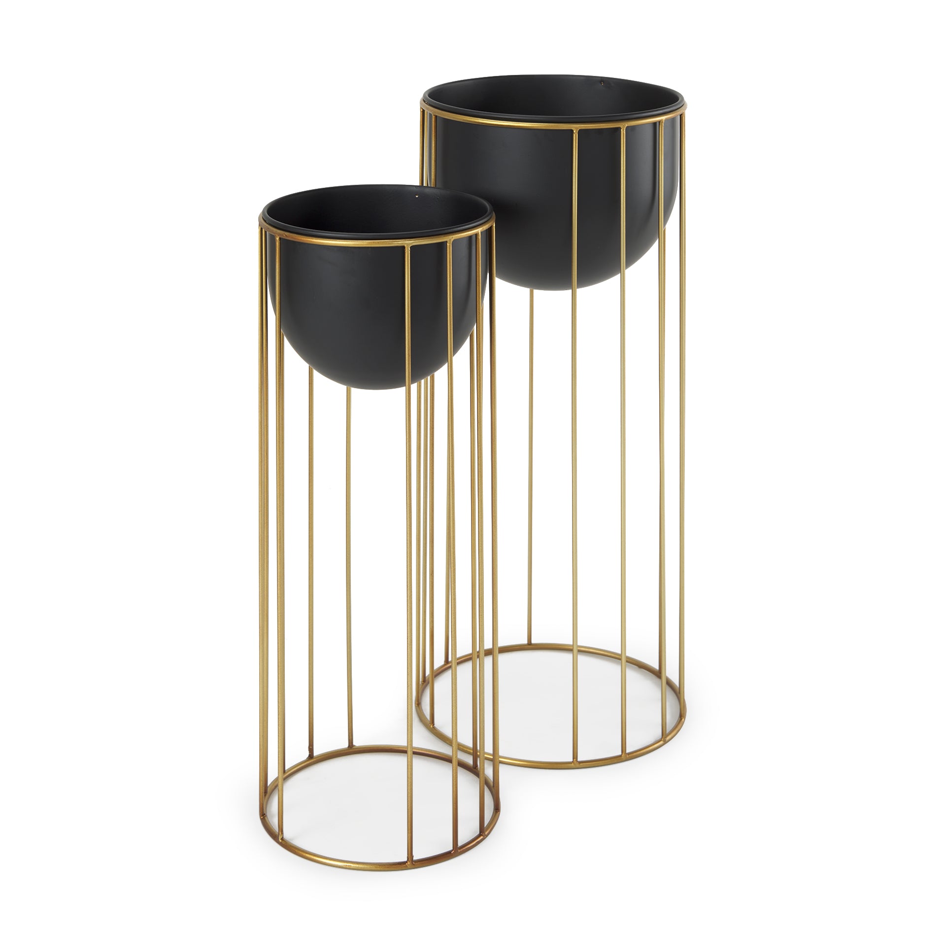 Danica Matte Black Metal Plant Stands - Set of 2