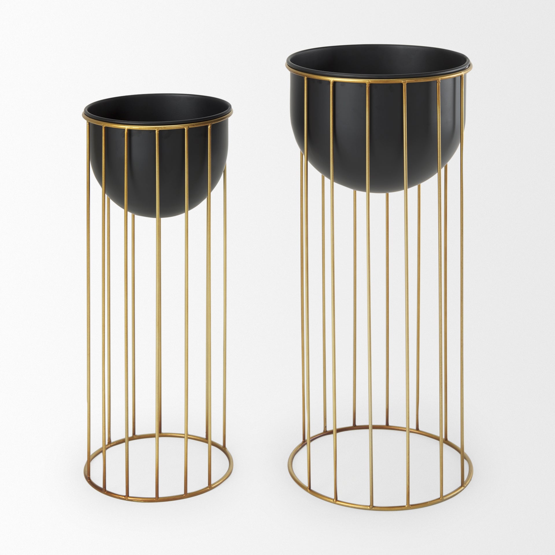 Danica Matte Black Metal Plant Stands - Set of 2