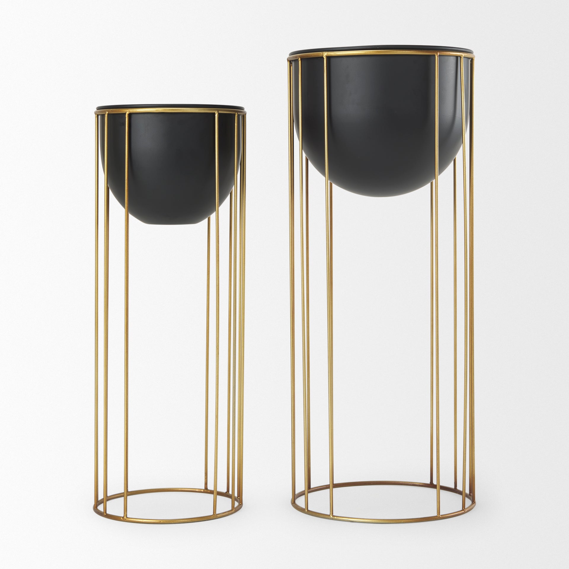 Danica Matte Black Metal Plant Stands - Set of 2