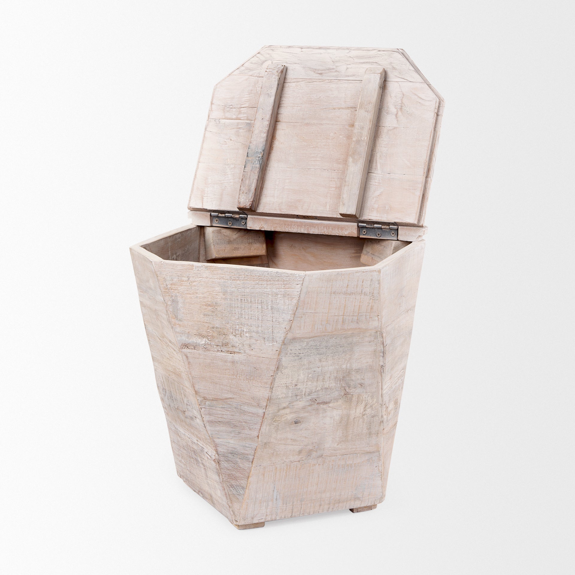 Esagono Octagonal Reclaimed Wood End/Side Table with Storage