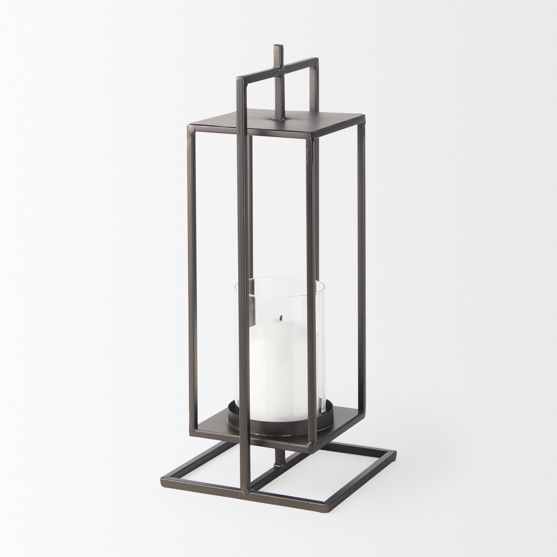 Albus II Small Black Metal Rectangular Table Candle Holder