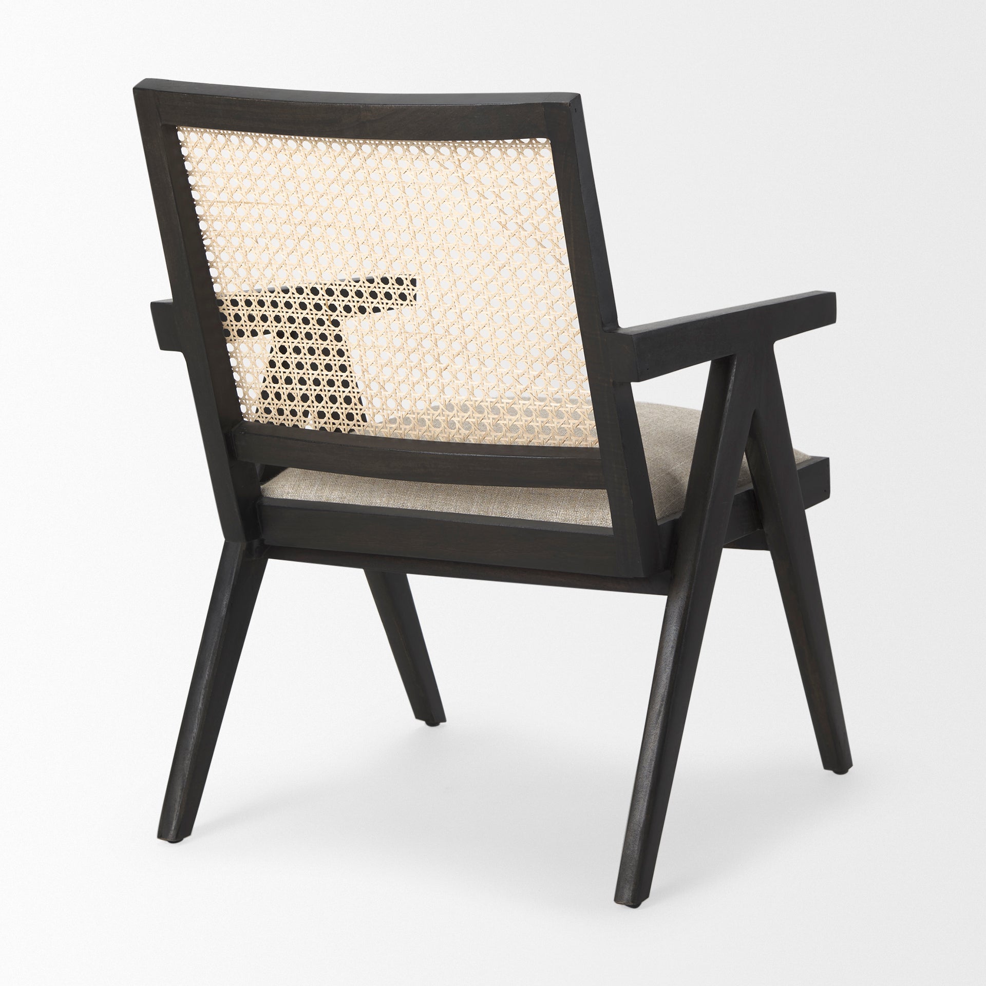 Donna Black Wood Cane-Back with Beige Upholstered Seat Dining Chair