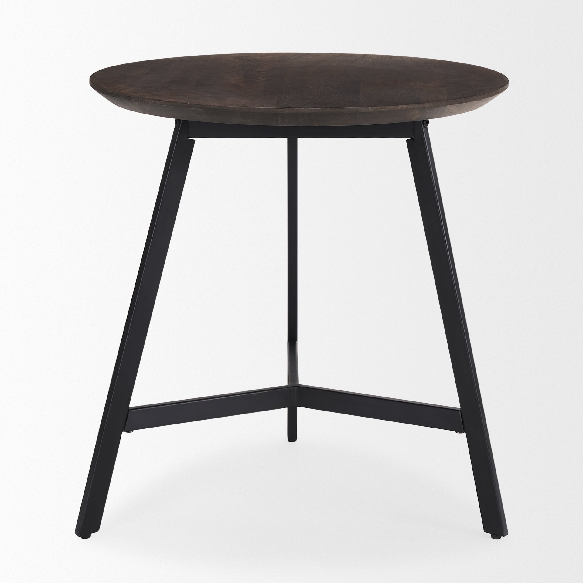 Todd Dark Brown Wood with Metal Legs Side Table