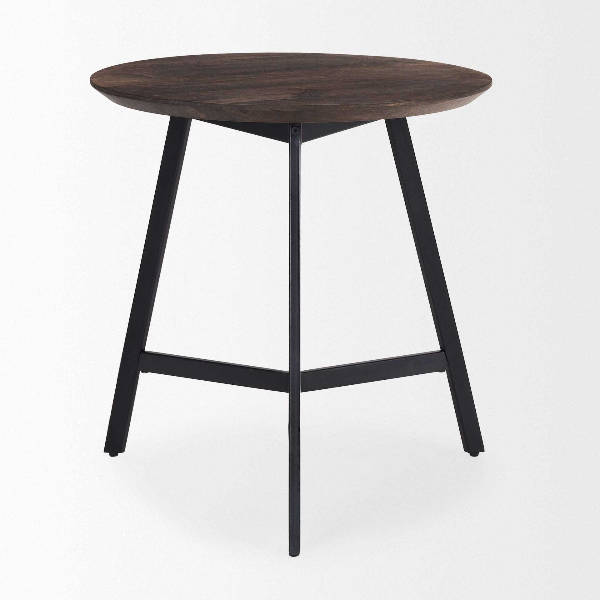Todd Dark Brown Wood with Metal Legs Side Table