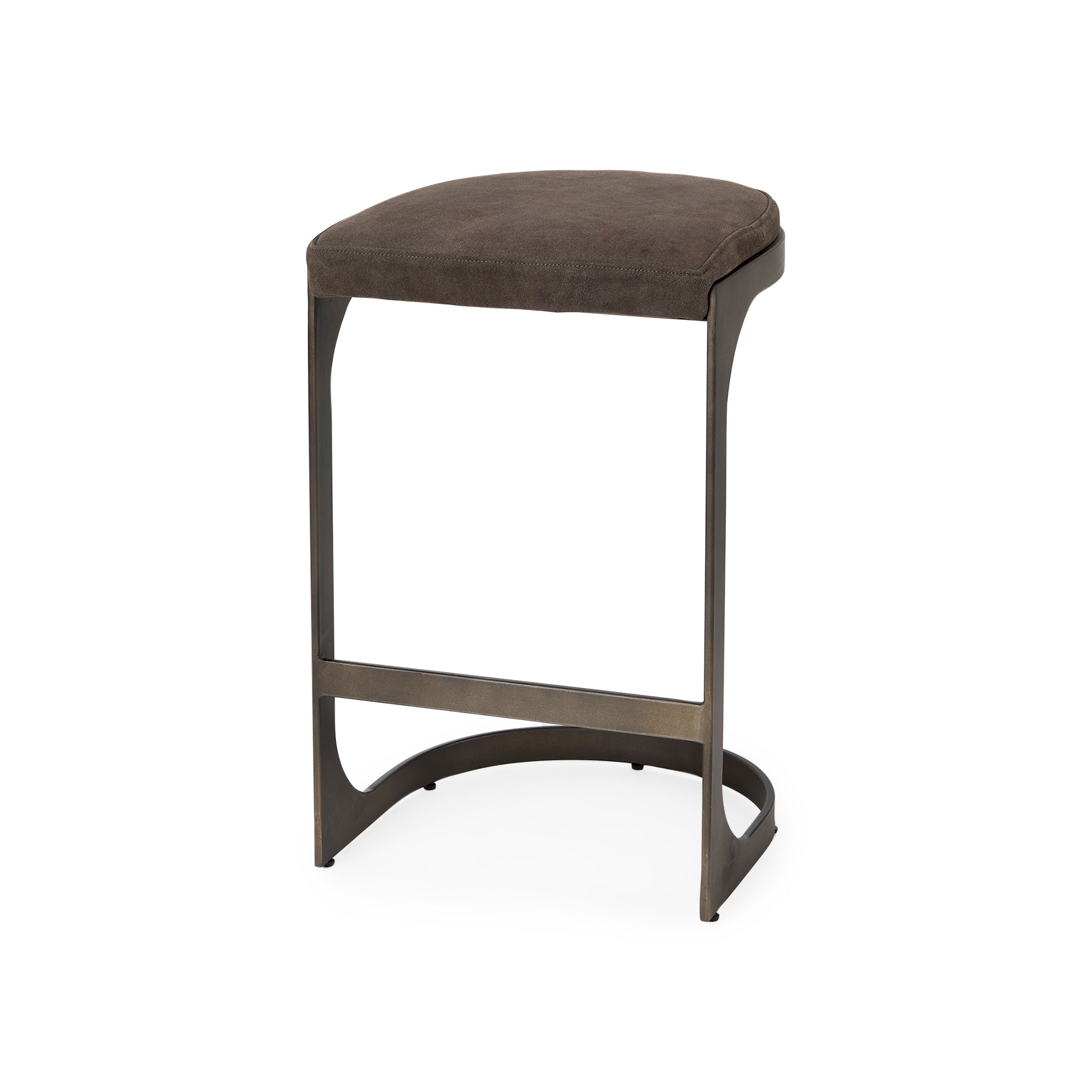 Tyson Brown and Gray Suede with Metal Frame Counter Stool